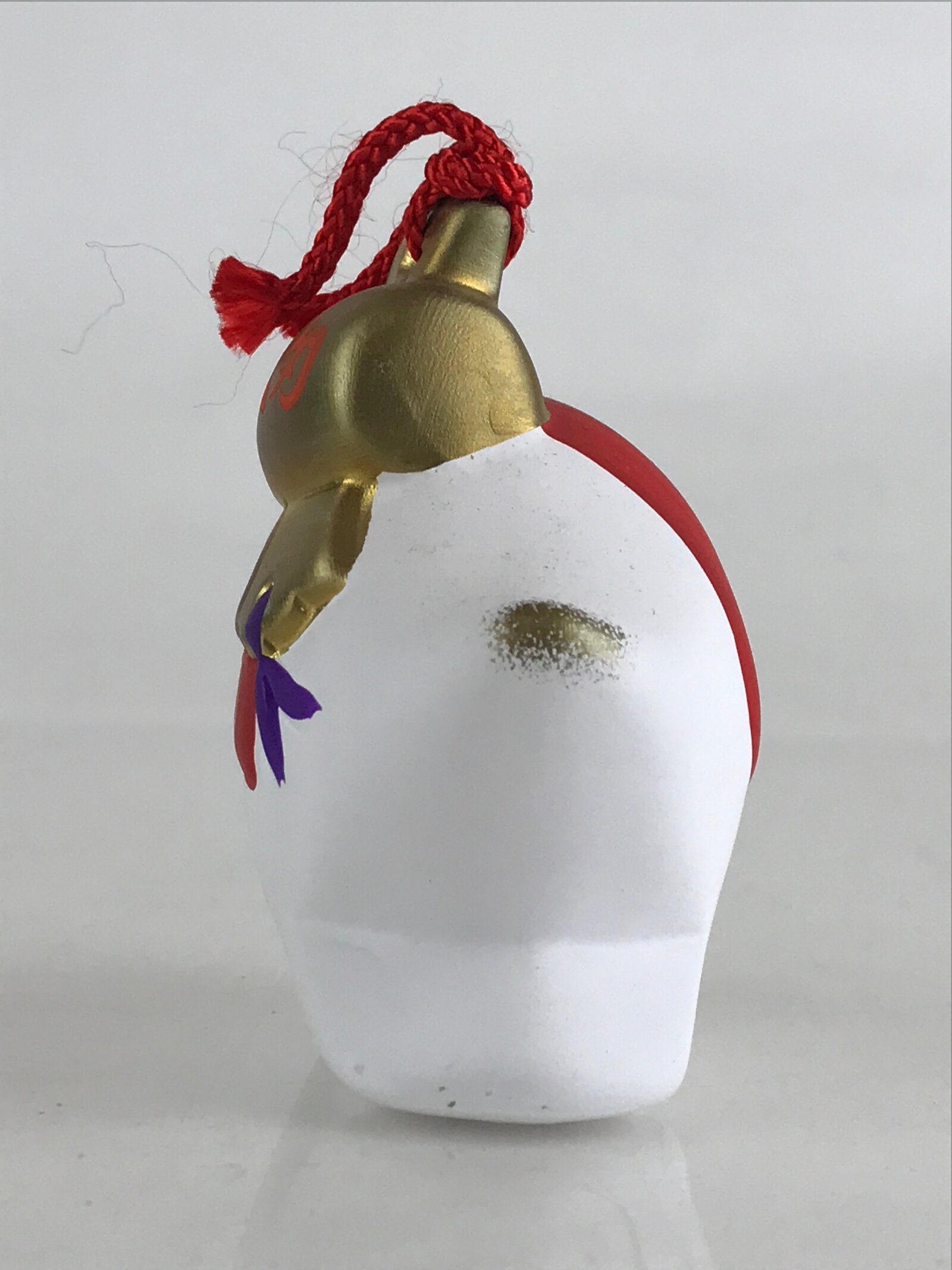 Japanese Clay Bell Dorei Tsuchi-Suzu Ceramic Doll Zodiac White Boar Amulet DR422