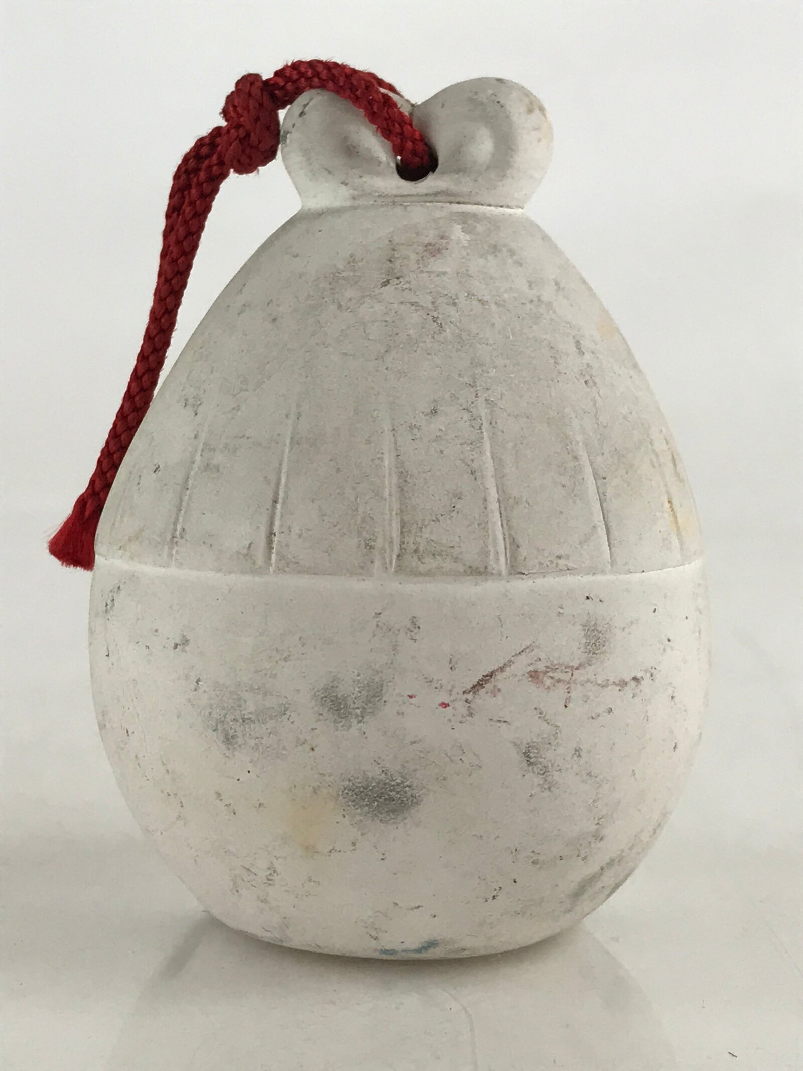 Japanese Clay Bell Dorei Tsuchi-Suzu Himedaruma Doll Princess Vtg White Amulet D