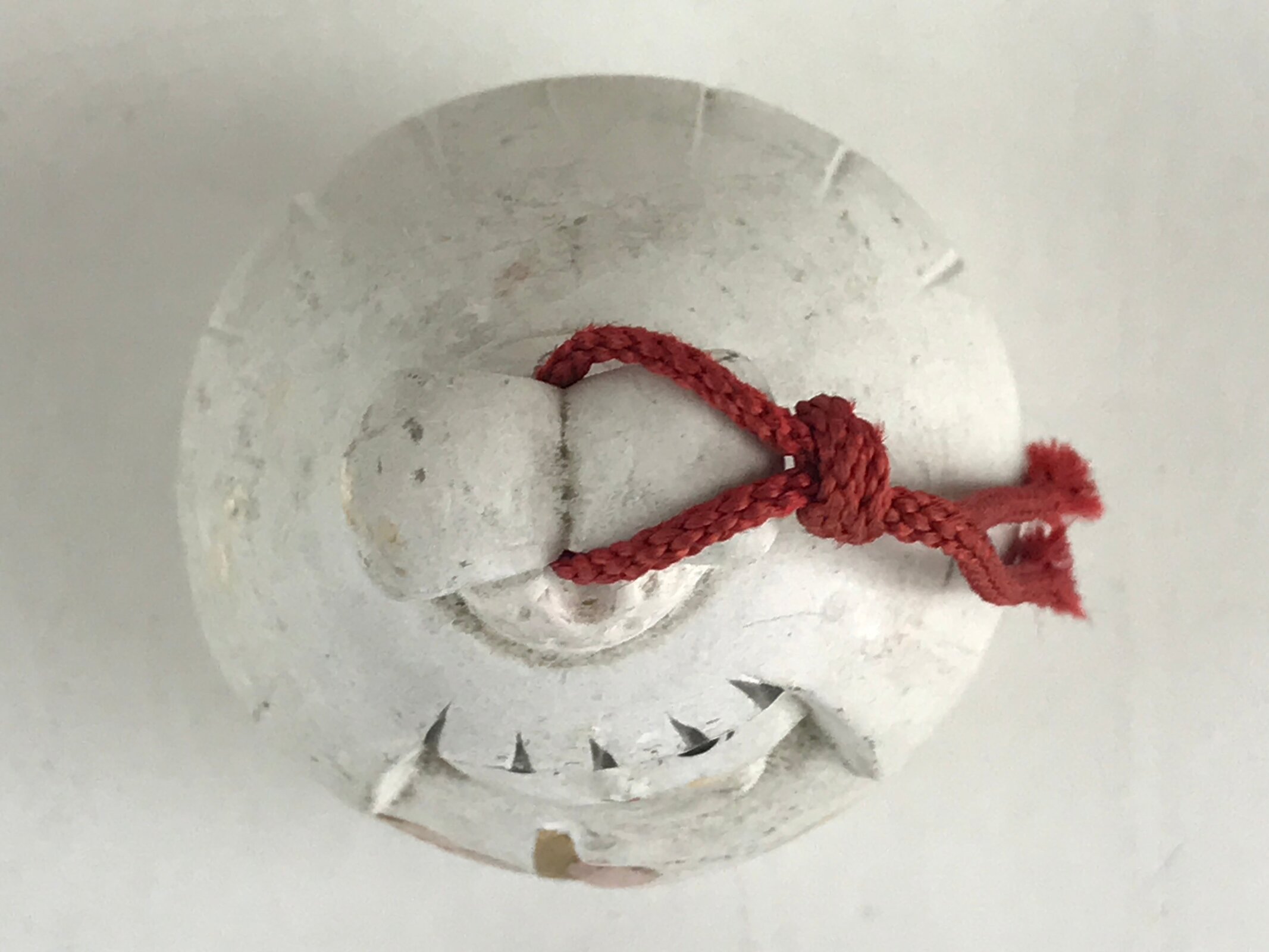 Japanese Clay Bell Dorei Tsuchi-Suzu Himedaruma Doll Princess Vtg White Amulet D