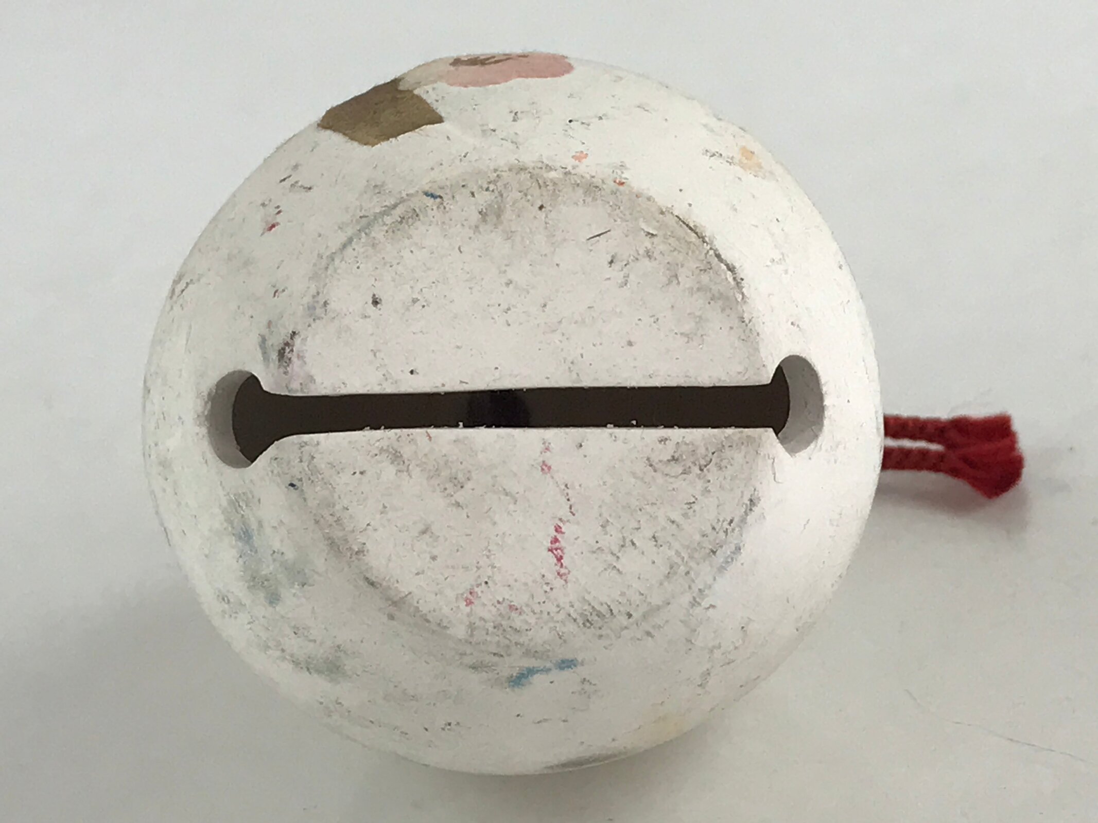 Japanese Clay Bell Dorei Tsuchi-Suzu Himedaruma Doll Princess Vtg White Amulet D