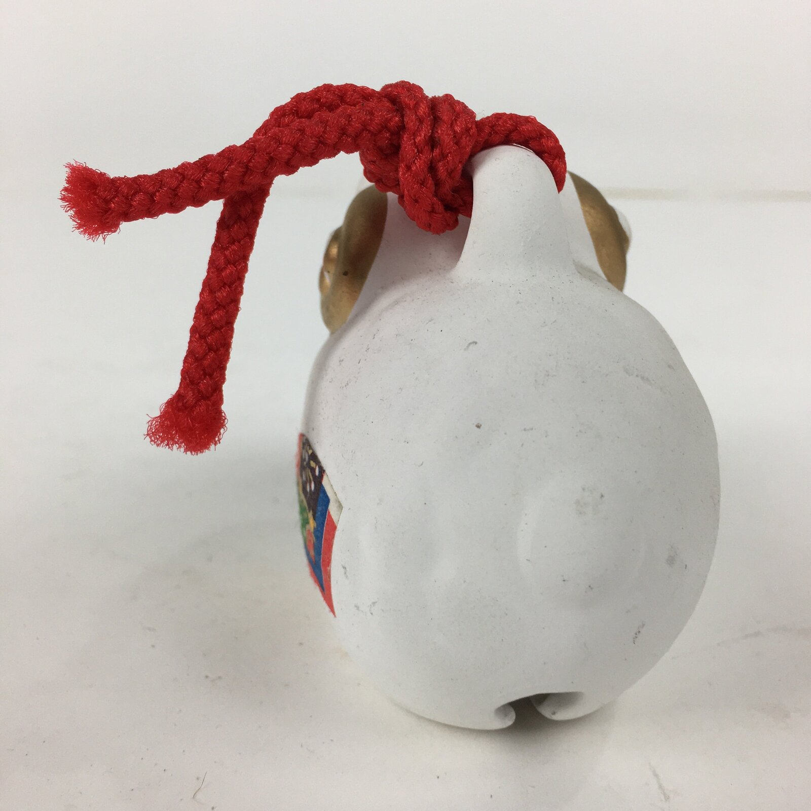 Japanese Clay Bell Dorei Vtg Ceramic Doll Amulet Zodiac White Sheep DR351