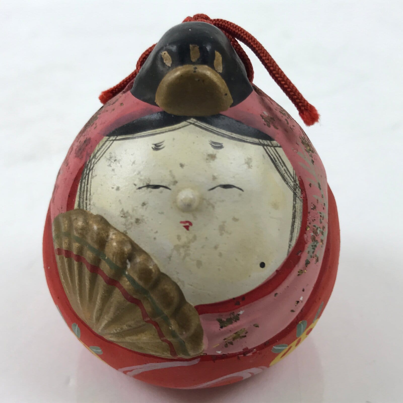 Japanese Clay Bell Dorei Vtg Tsuchi-Suzu Ceramic Hina Doll Hinamatsuri DR545