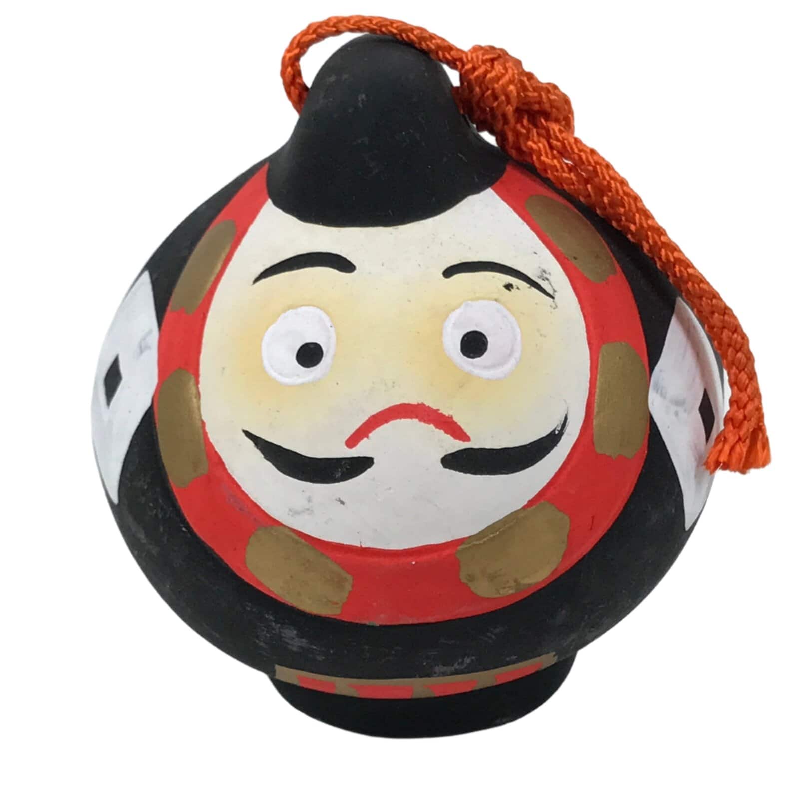 Japanese Clay Bell Dorei Vtg Tsuchi-Suzu Court Man Kimono Tsuyama Okayama DR596