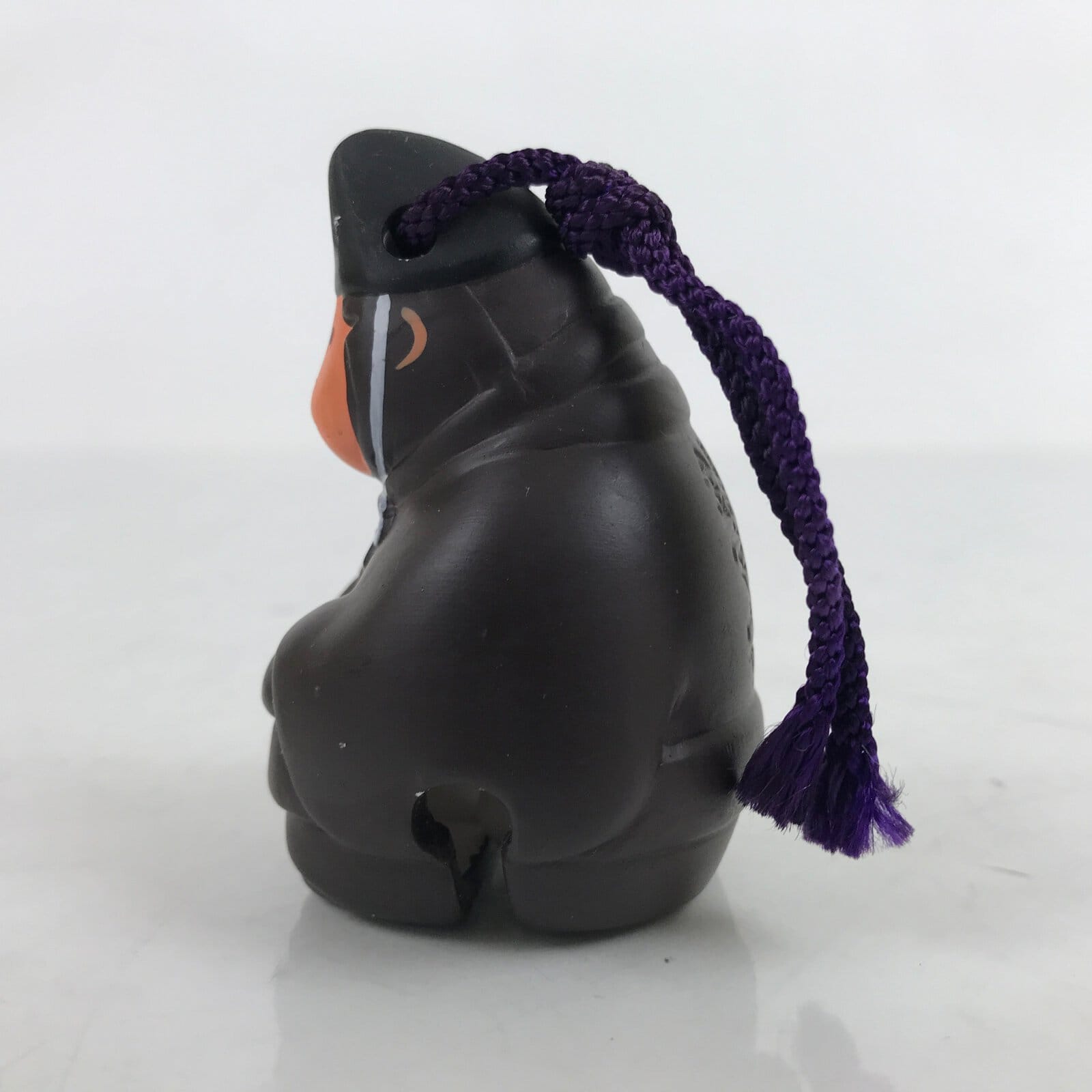 Japanese Clay Bell Dorei Vtg Tsuchi-Suzu Monkey Hat Clothes Dark Brown DR537