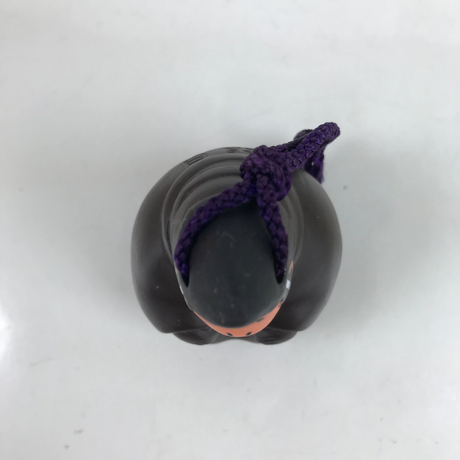 Japanese Clay Bell Dorei Vtg Tsuchi-Suzu Monkey Hat Clothes Dark Brown DR537