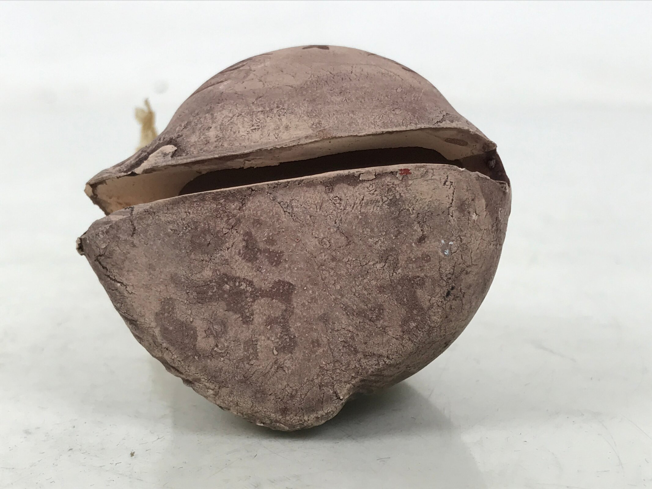 Japanese Clay Bell Dorei Vtg Tsuchi-Suzu Tanuki Raccoon Dog Brown Round DR594