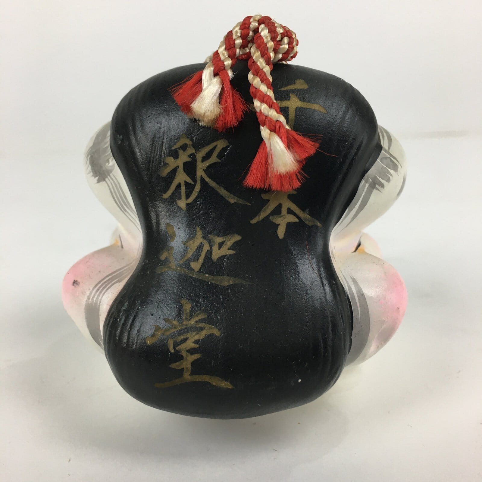 Japanese Clay Bell Vtg Dorei Ceramic Doll Amulet Double faced Front Back DR343