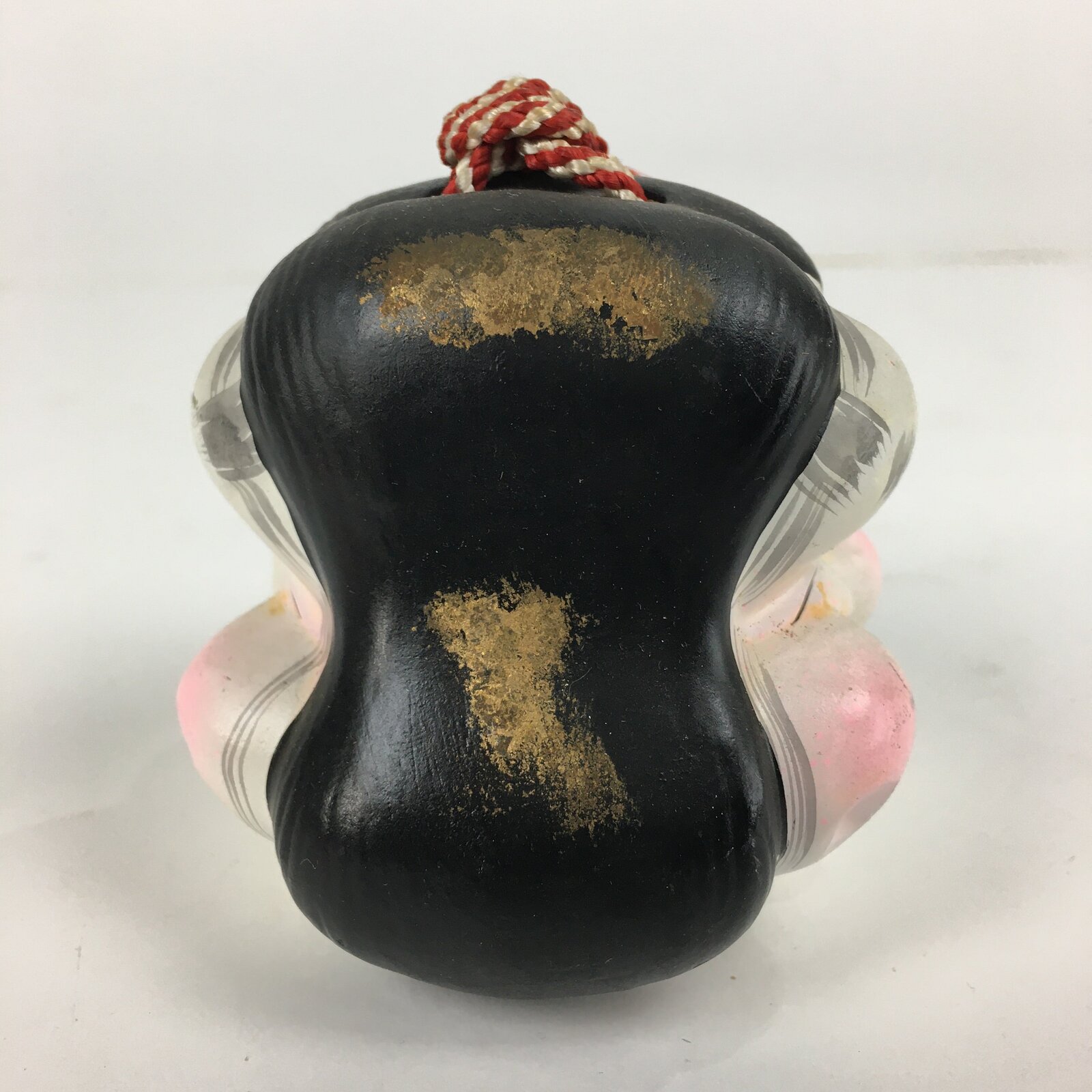 Japanese Clay Bell Vtg Dorei Ceramic Doll Amulet Double faced Front Back DR343