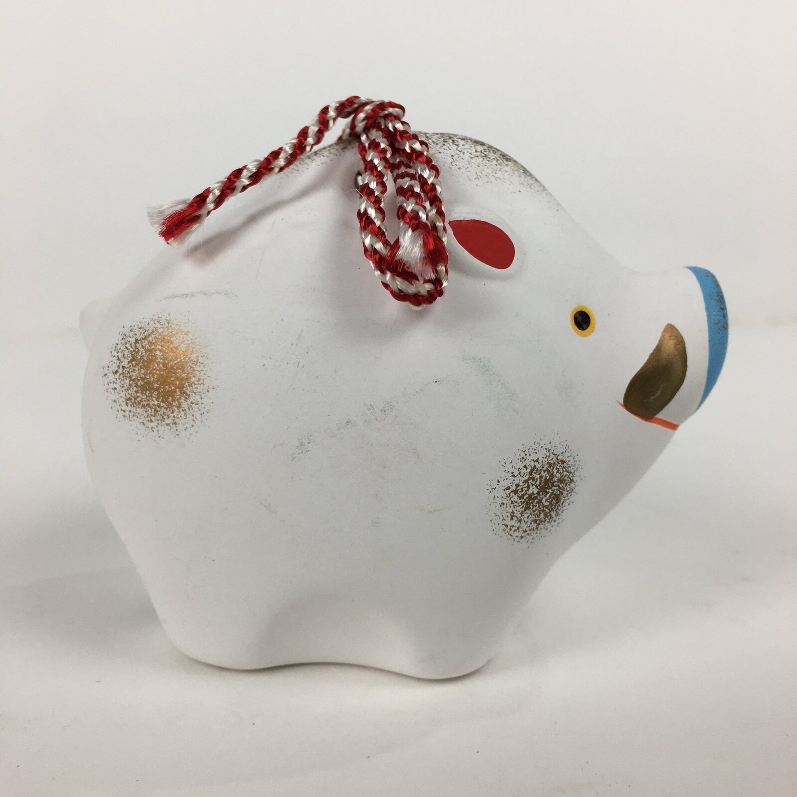 Japanese Clay Bell Vtg Dorei Ceramic Doll Amulet Japanese Zodiac Boar DR338