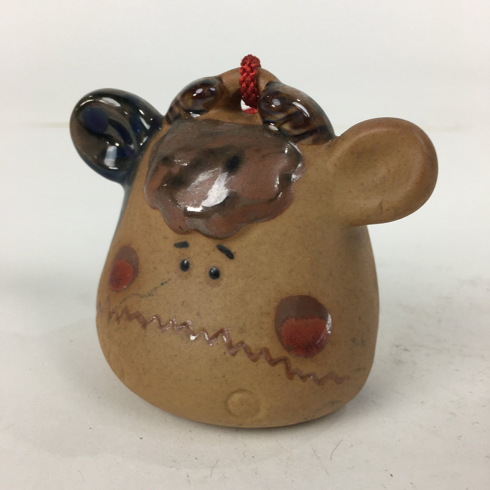 Japanese Clay Bell Vtg Dorei Ceramic Doll Amulet Japanese Zodiac Cow DR363