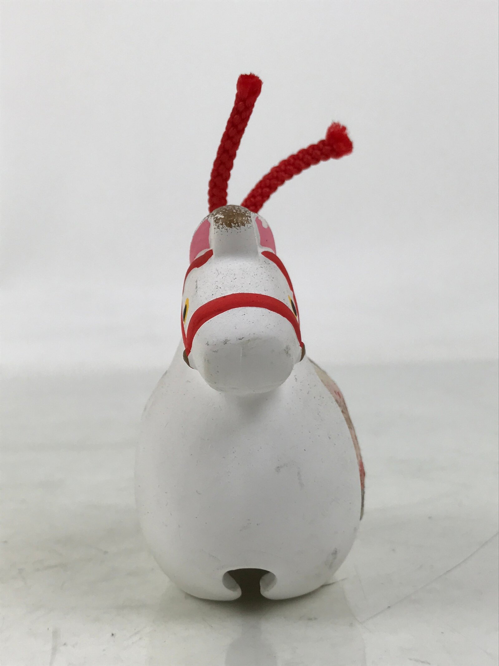 Japanese Clay Bell Zodiac Horse Dorei Vtg Tsuchi-Suzu Animal Uma White Red DR600
