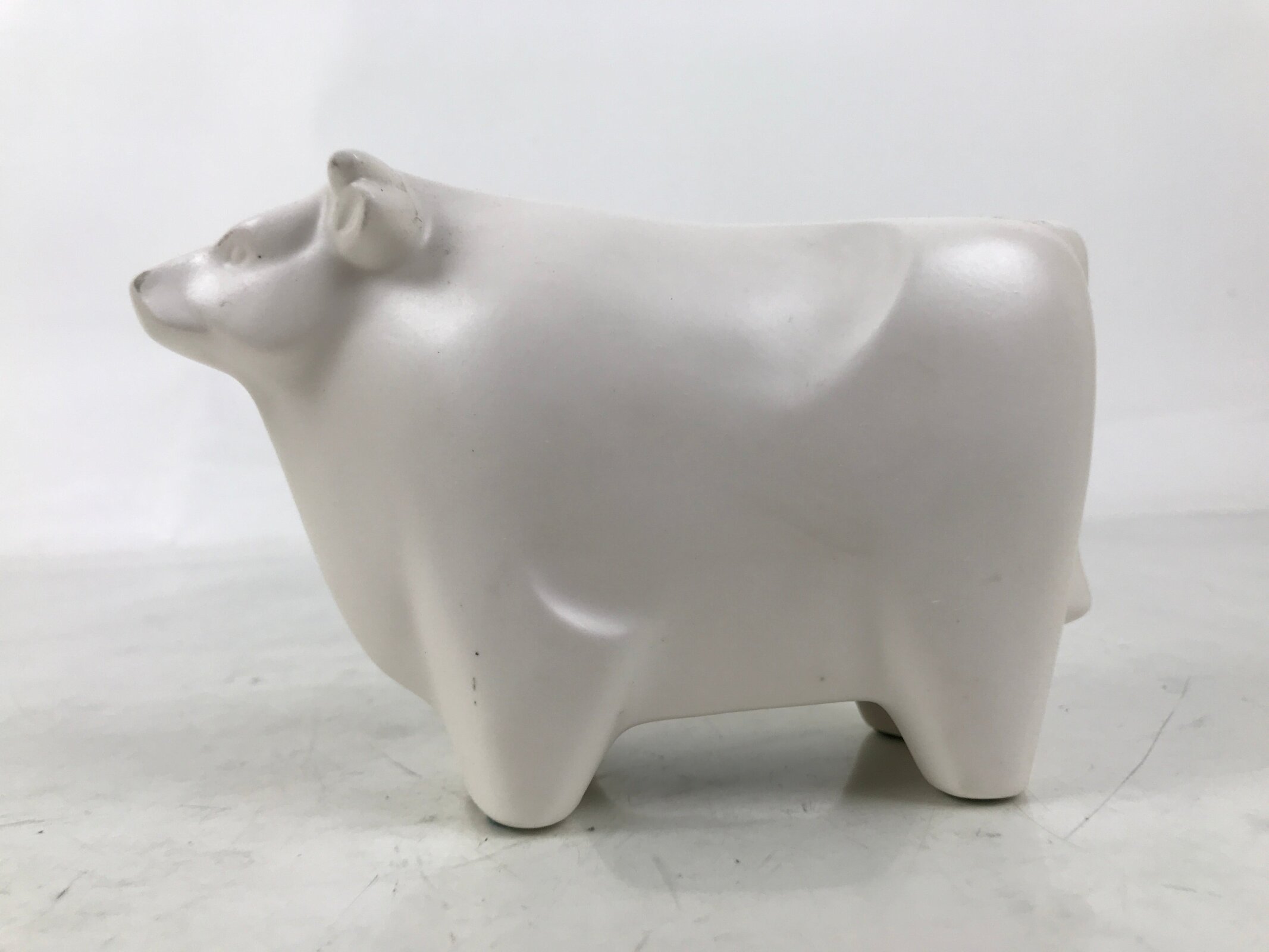 Japanese Clay Cow Figurine Vtg Zodiac Ushi Okimono Statue Decoration White ST74