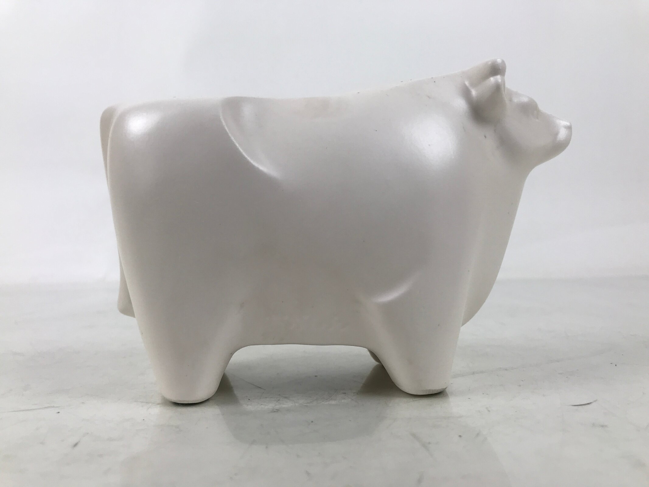 Japanese Clay Cow Figurine Vtg Zodiac Ushi Okimono Statue Decoration White ST74