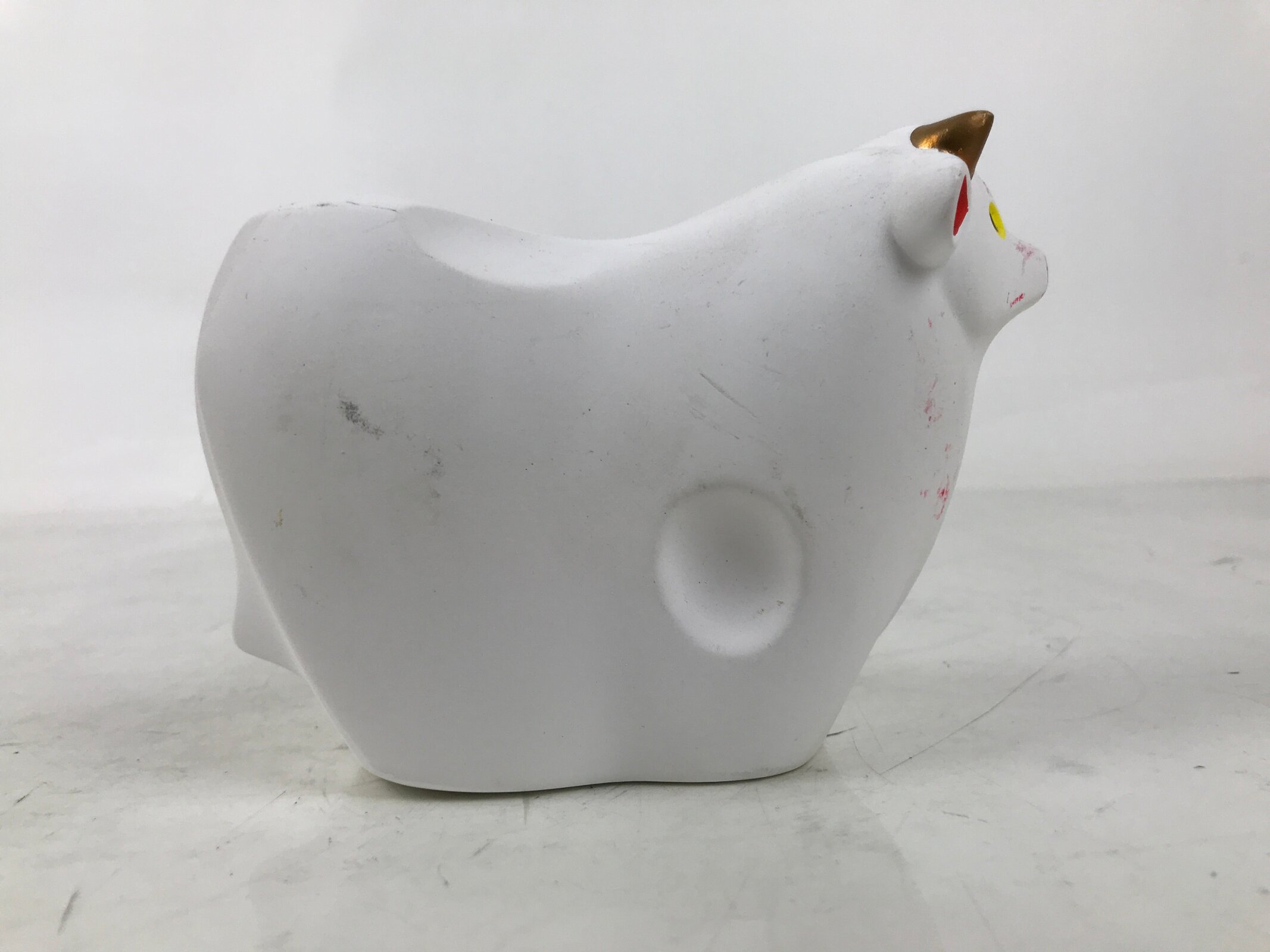 Japanese Clay Cow Figurine Vtg Zodiac Ushi Okimono Statue Decoration White ST76