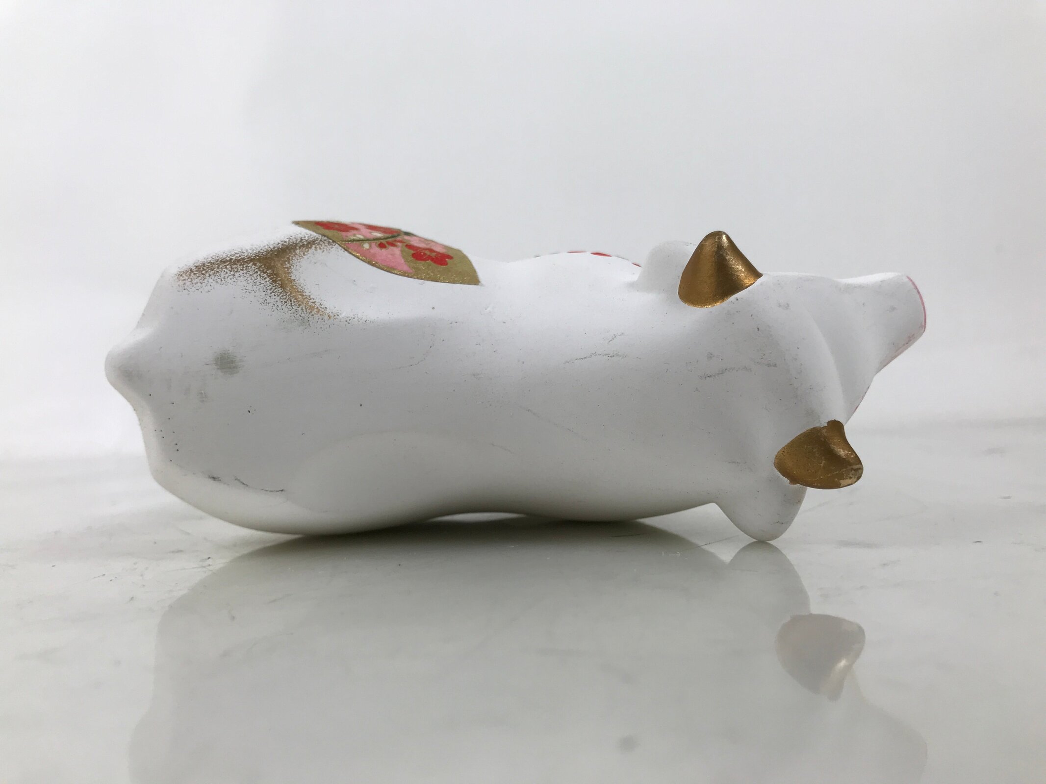 Japanese Clay Cow Figurine Vtg Zodiac Ushi Okimono Statue Decoration White ST76