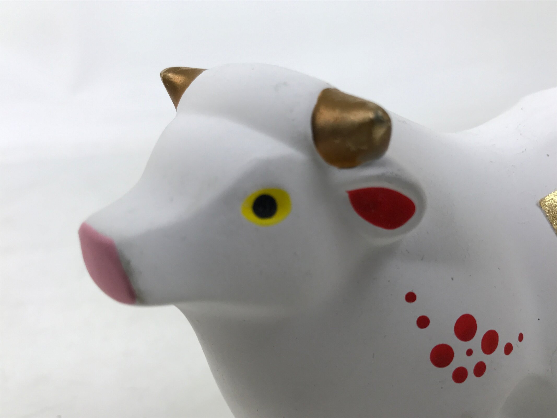 Japanese Clay Cow Figurine Vtg Zodiac Ushi Okimono Statue Decoration White ST76