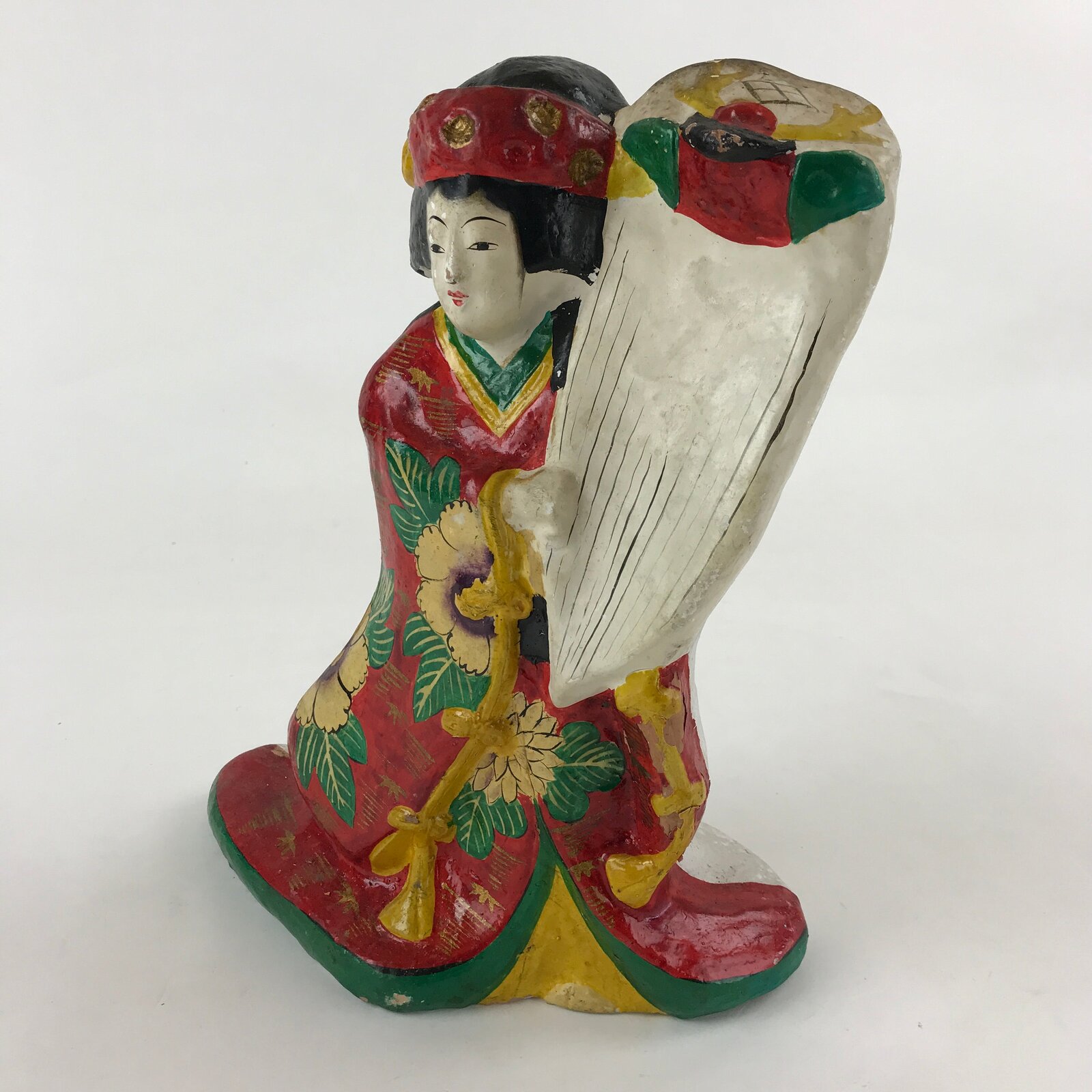 Japanese Clay Doll Tsuchi-Ningyo Vtg Traditional Handicraft Statue Geisha BD894