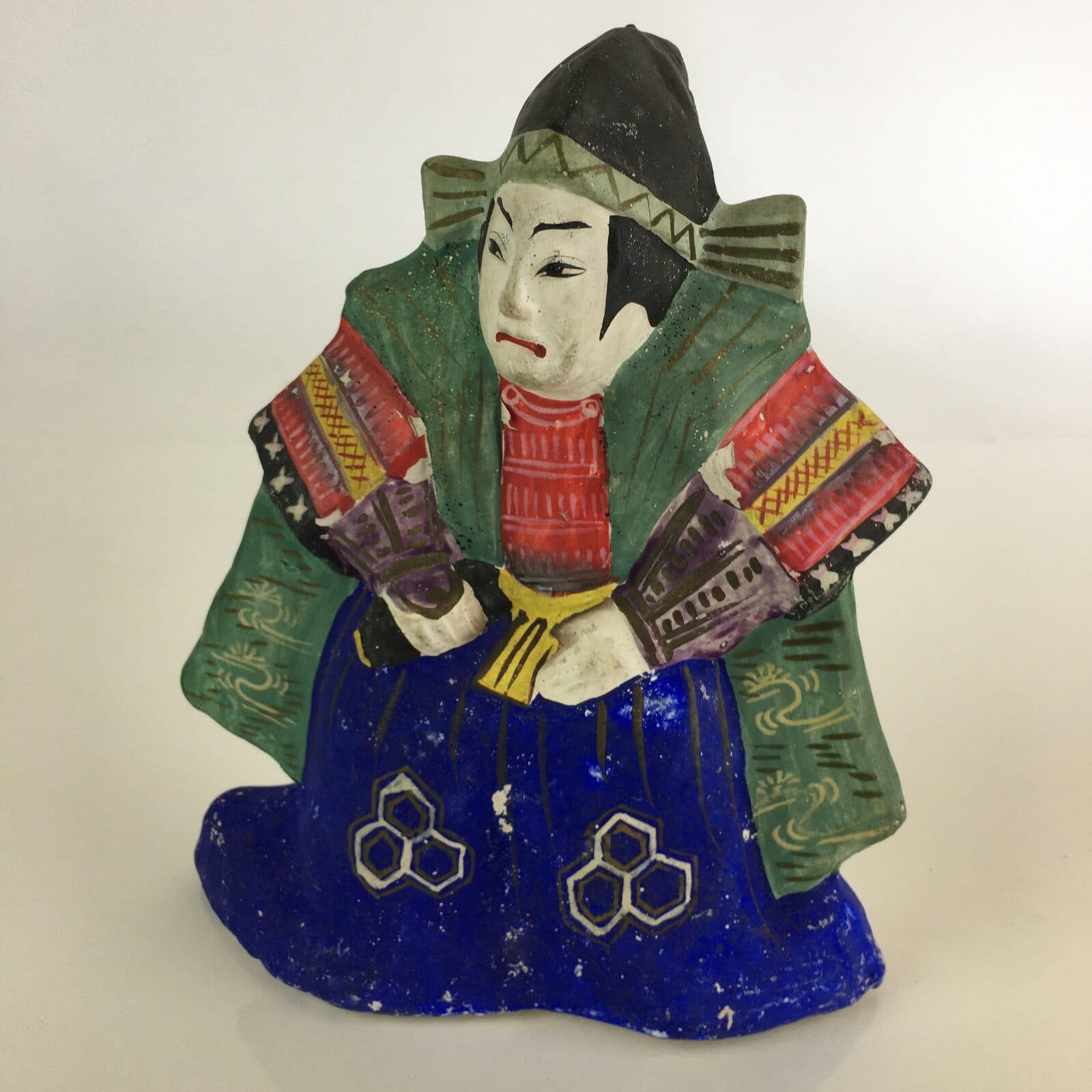 Japanese Clay Doll Vtg Ningyo Traditional Handicraft Kabuki Samurai BD831