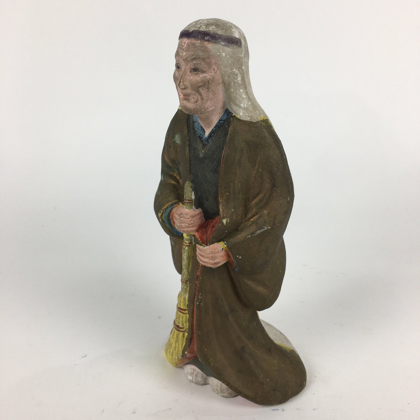 Japanese Clay Doll Vtg Ningyo Traditional Handicraft Kimono Old Lady BD754