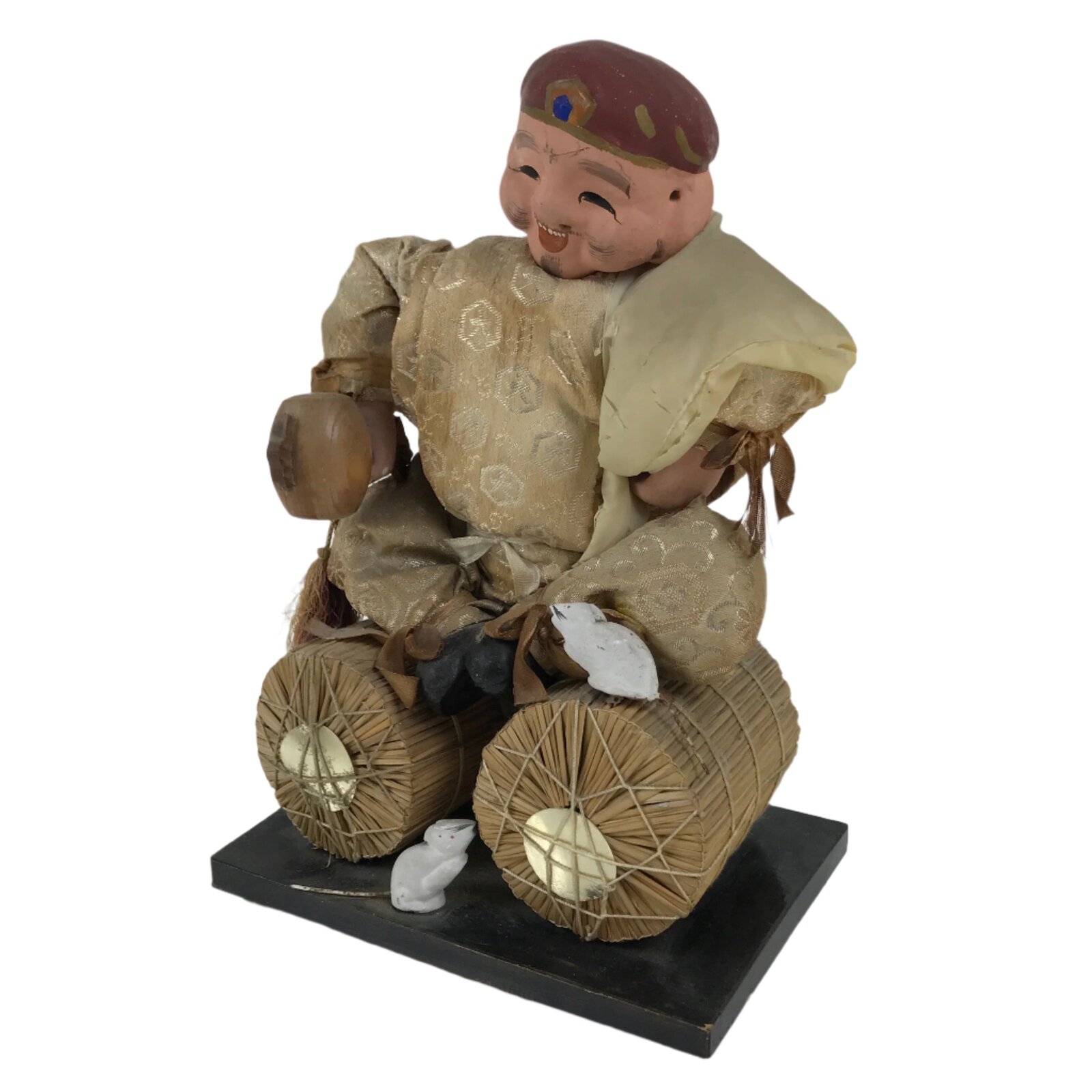 Japanese Clay Fabric Daikokuten Statue Vtg 7 Lucky Gods Figure Wealth Mice ST61