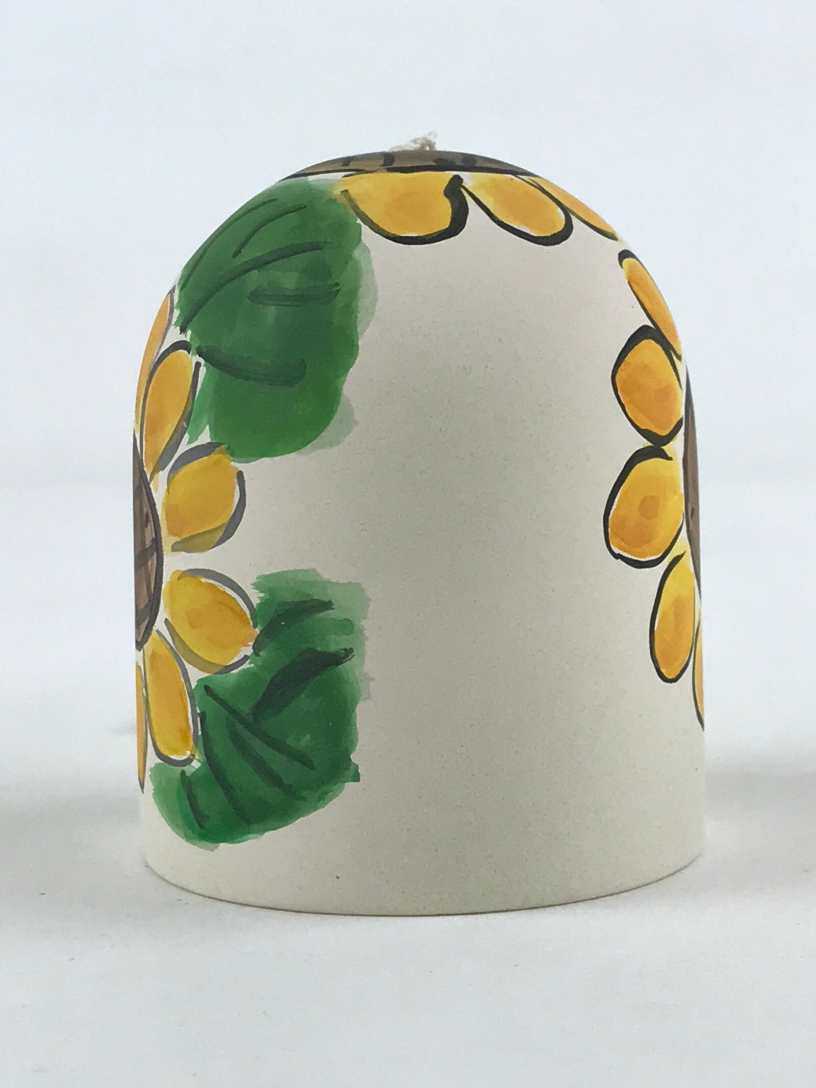 Japanese Clay Furin Wind Chime Vtg Sunflowers White Yellow String Box DR493