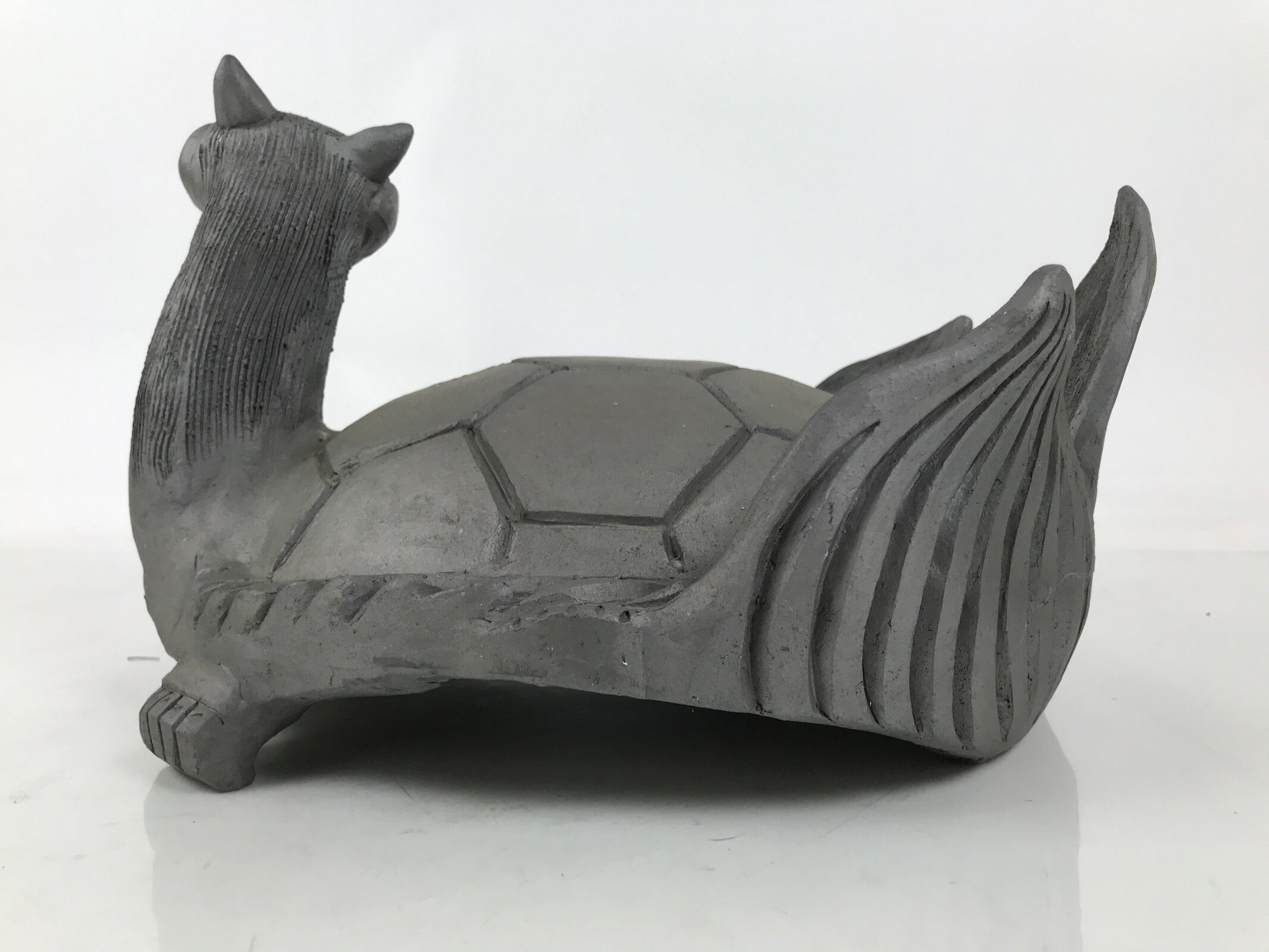 Japanese Clay Minogame Turtle Kawara Roof Tile Statue Ridge-End Sculpture ST60