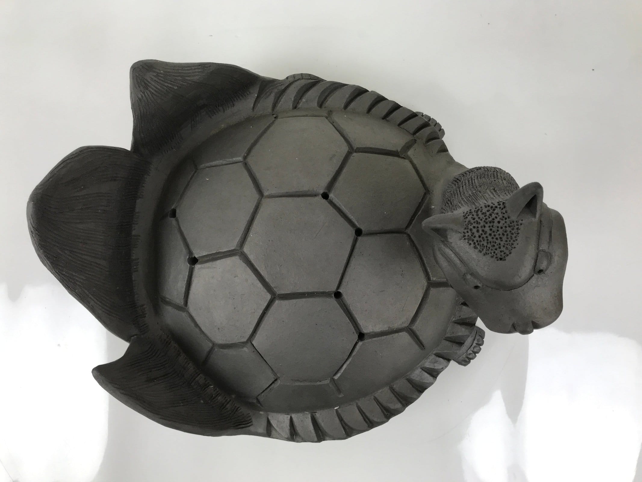 Japanese Clay Minogame Turtle Kawara Roof Tile Statue Ridge-End Sculpture ST60