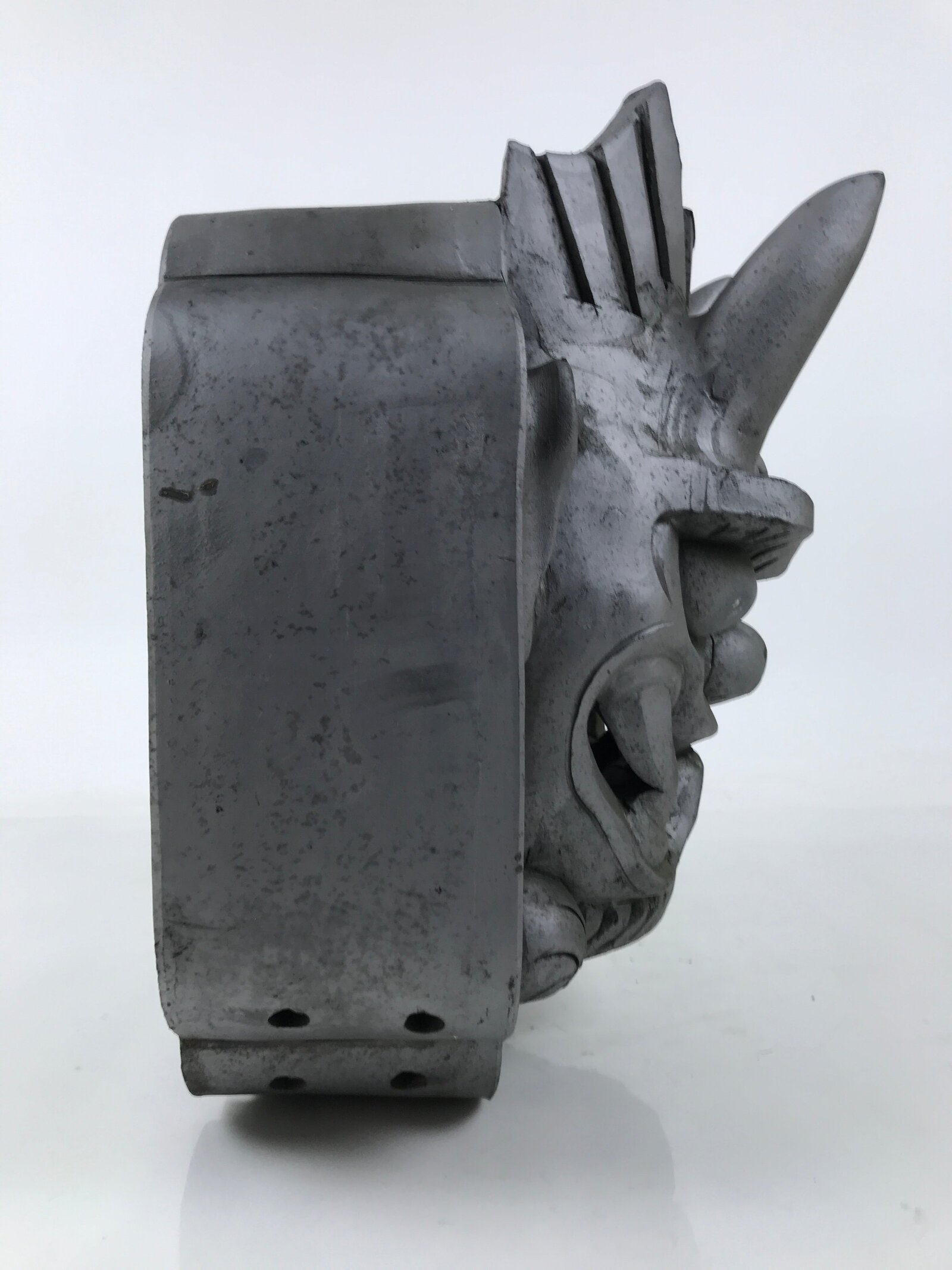 Japanese Clay Oni Demon Kawara Roof Tile Statue Ridge-End Onigawara Ogre ST56