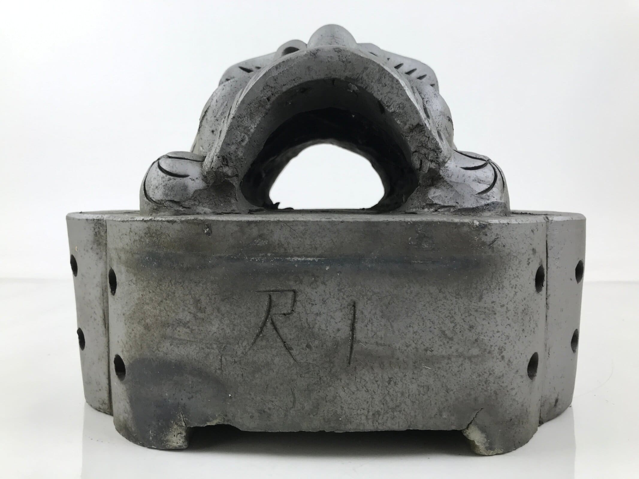 Japanese Clay Oni Demon Kawara Roof Tile Statue Ridge-End Onigawara Ogre ST56