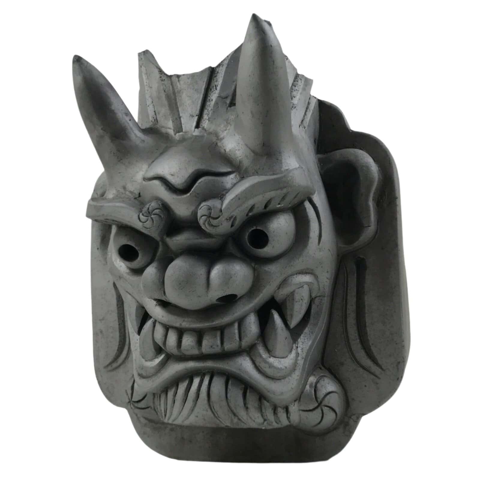 Japanese Clay Oni Demon Kawara Roof Tile Statue Ridge-End Onigawara Ogre ST57