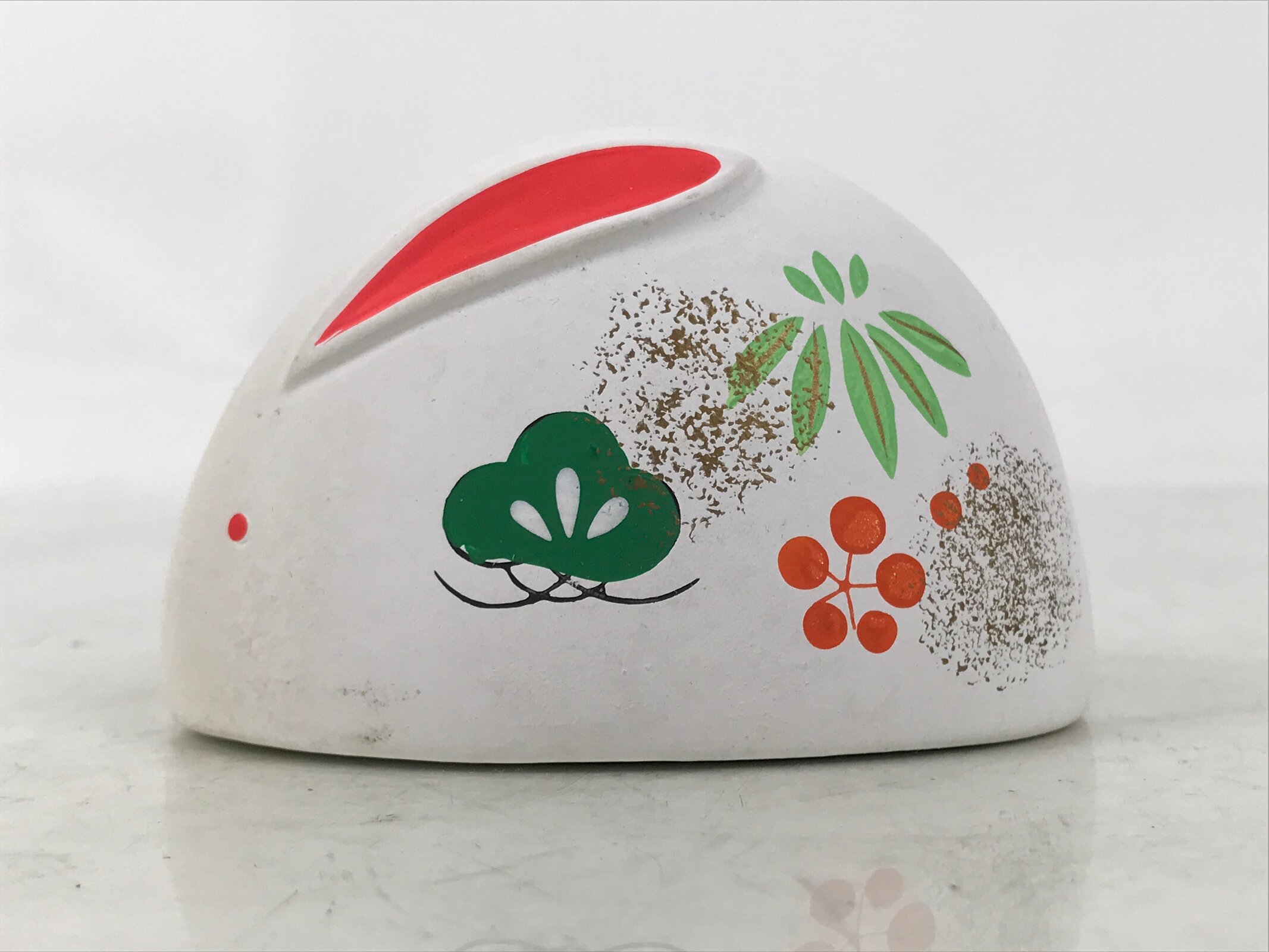 Japanese Clay Rabbit Figurine Vtg Zodiac Usagi Okimono Statue Decor White ST79