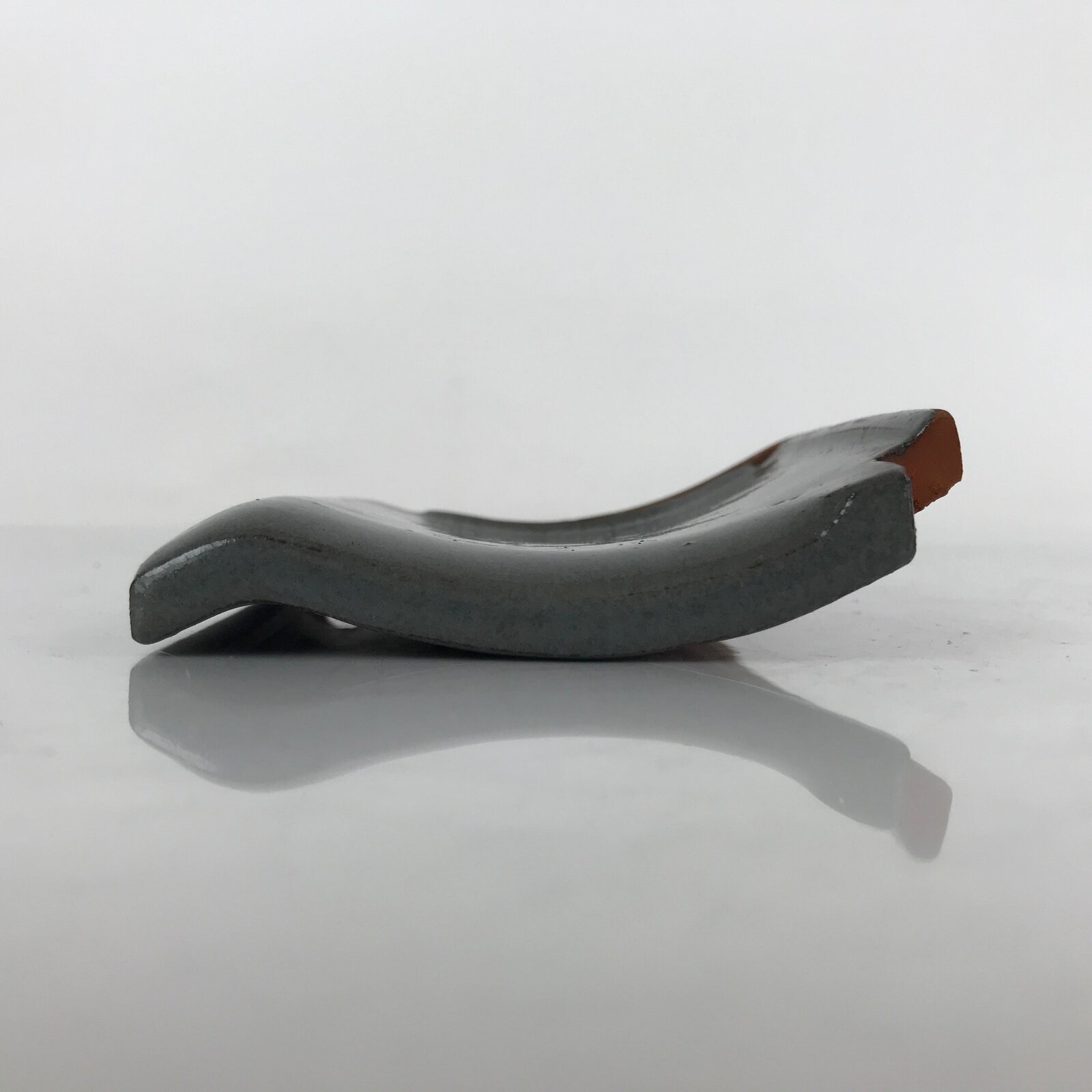 Japanese Clay Roof Tile Small Plate Mamezara Vtg Glazed Kinki Brand Gray PY849