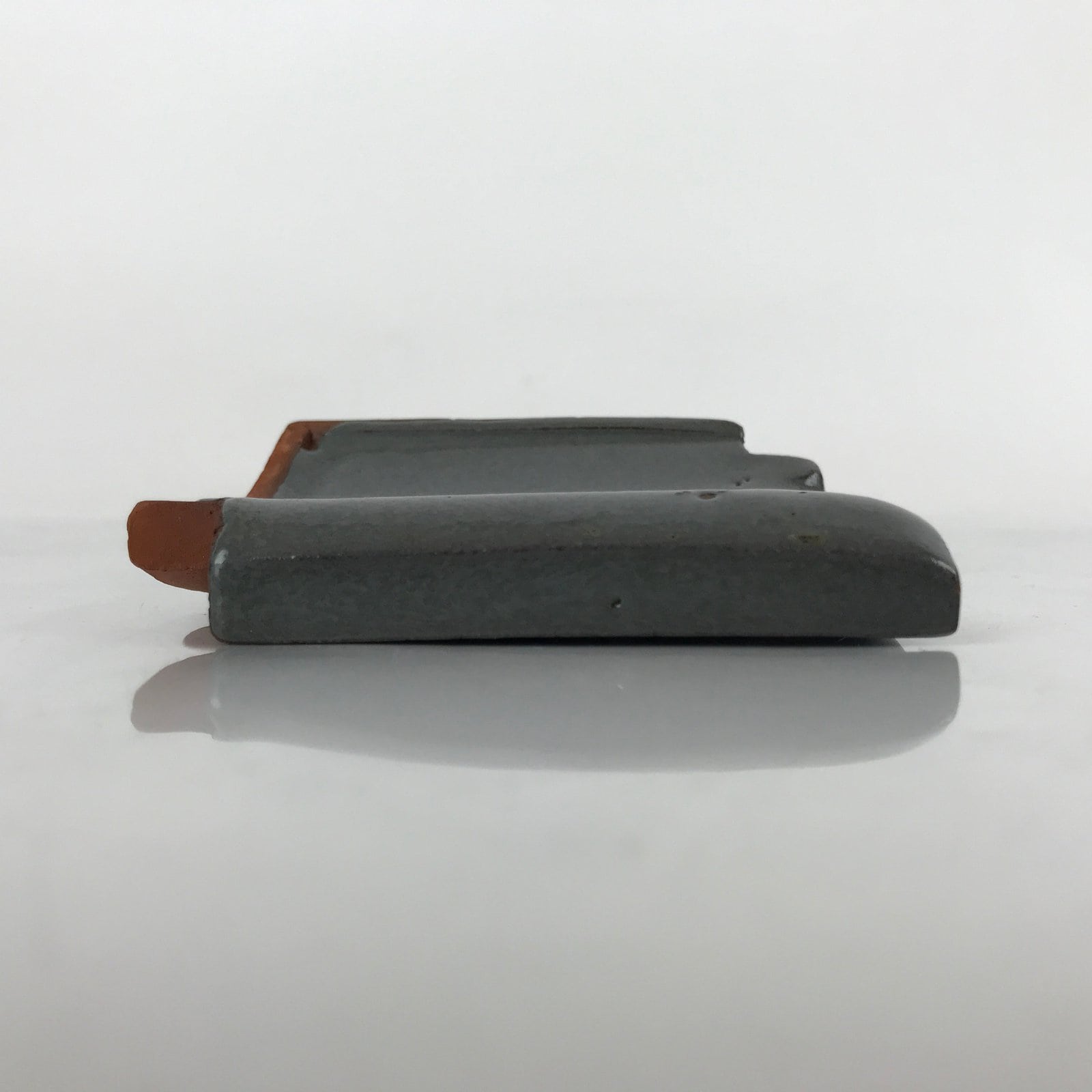 Japanese Clay Roof Tile Small Plate Mamezara Vtg Glazed Kinki Brand Gray PY849