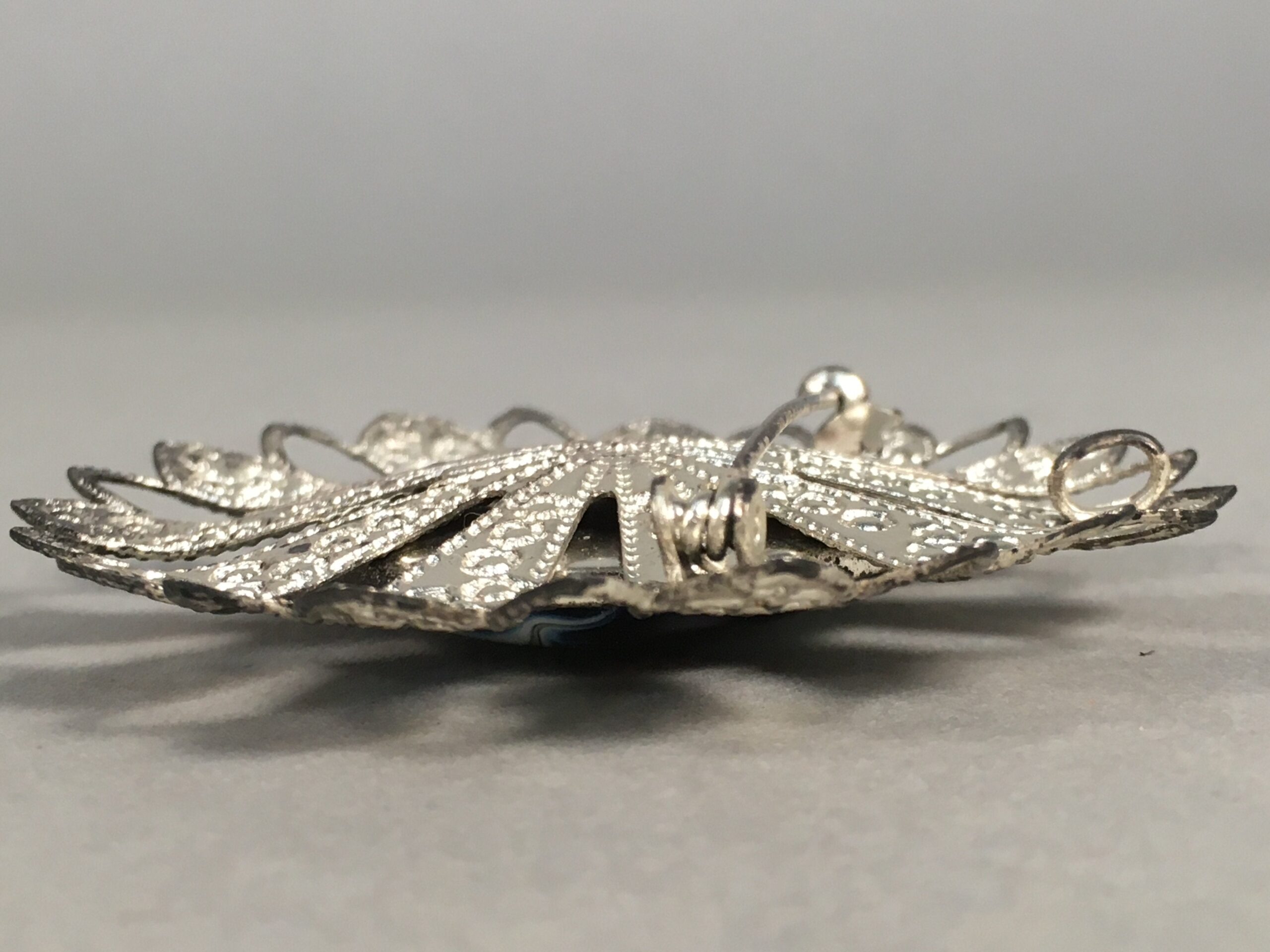 Japanese Cloisonne Brooch Vtg Metal Glass Pin Badge Flower JK95