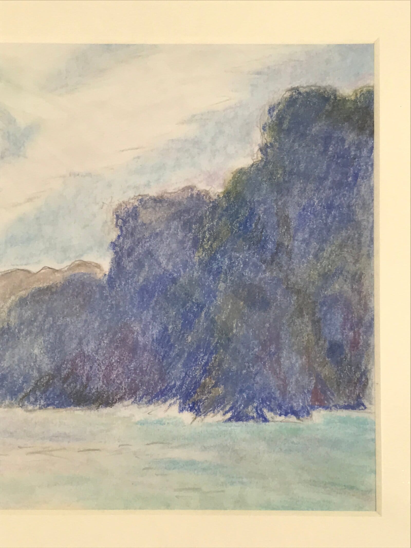 Japanese Coastal Ocean Lighthouse Pastel Drawing Original Art Unsigned FL323