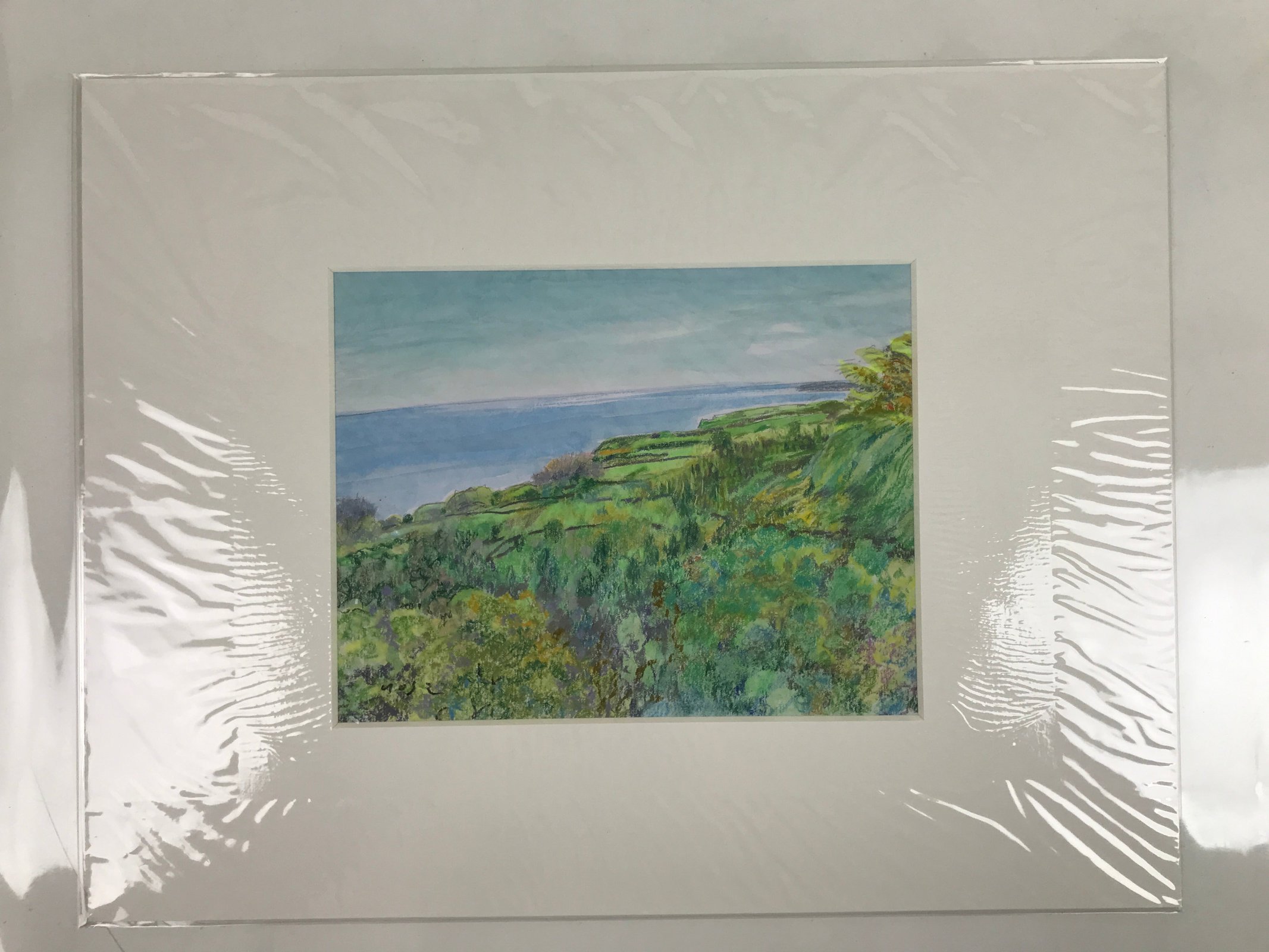 Japanese Coastline Ocean View Pastel Drawing Art Signed Yoshihiro Hagino FL322