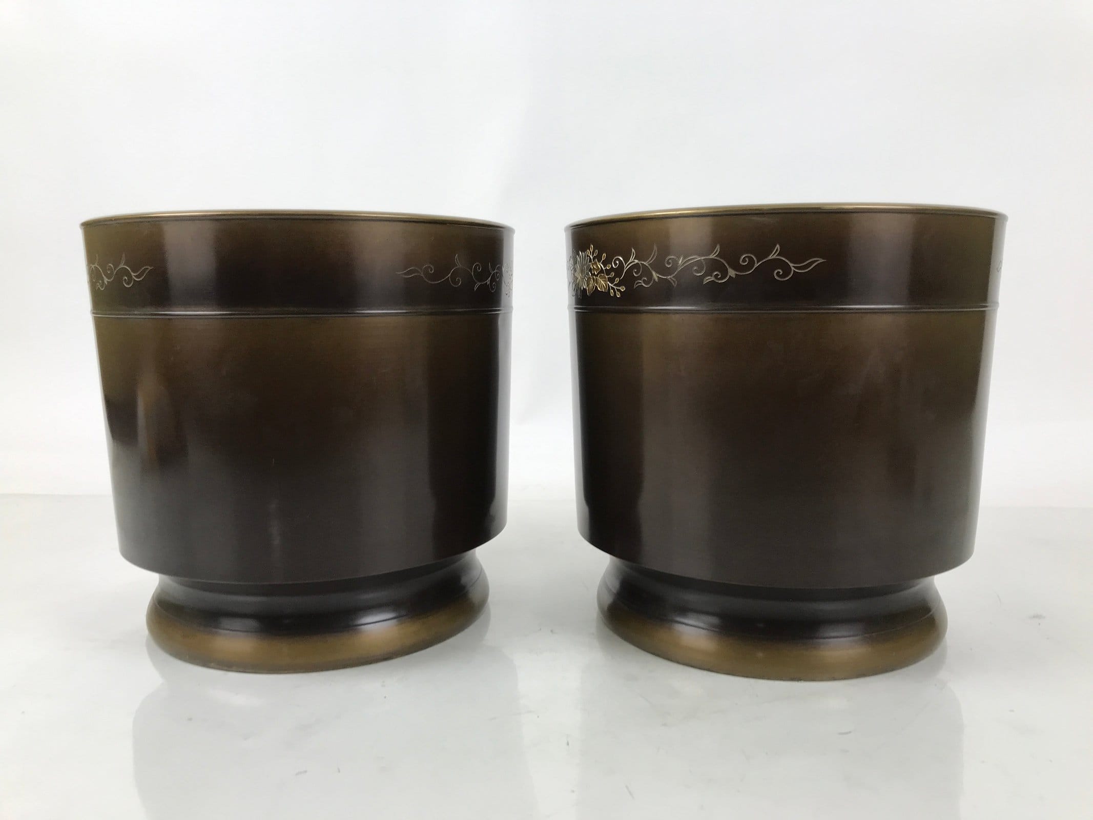 Japanese Copper Brazier Fire Pit 2pc Set Vtg Hibachi Wood Box Brown PX795