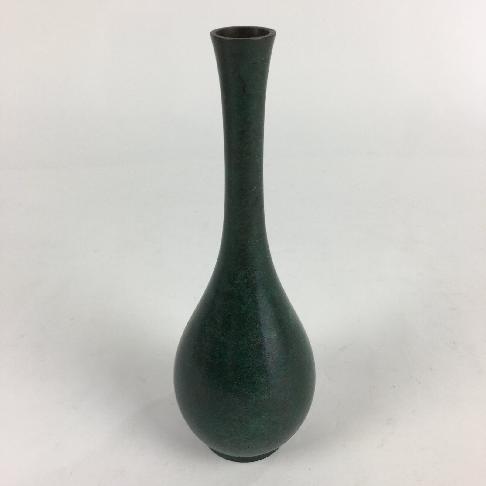 Japanese Copper Flower Vase Vtg Cast Metal Kabin Ikebana Green PX619