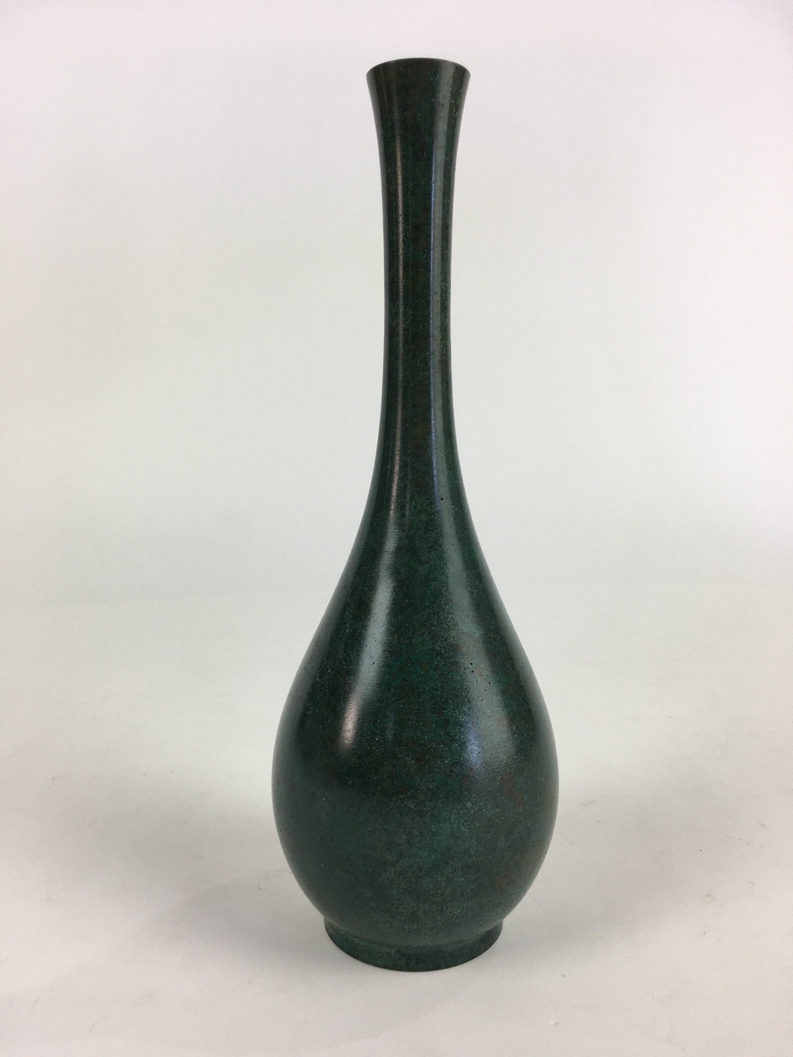 Japanese Copper Flower Vase Vtg Cast Metal Kabin Ikebana Green PX619