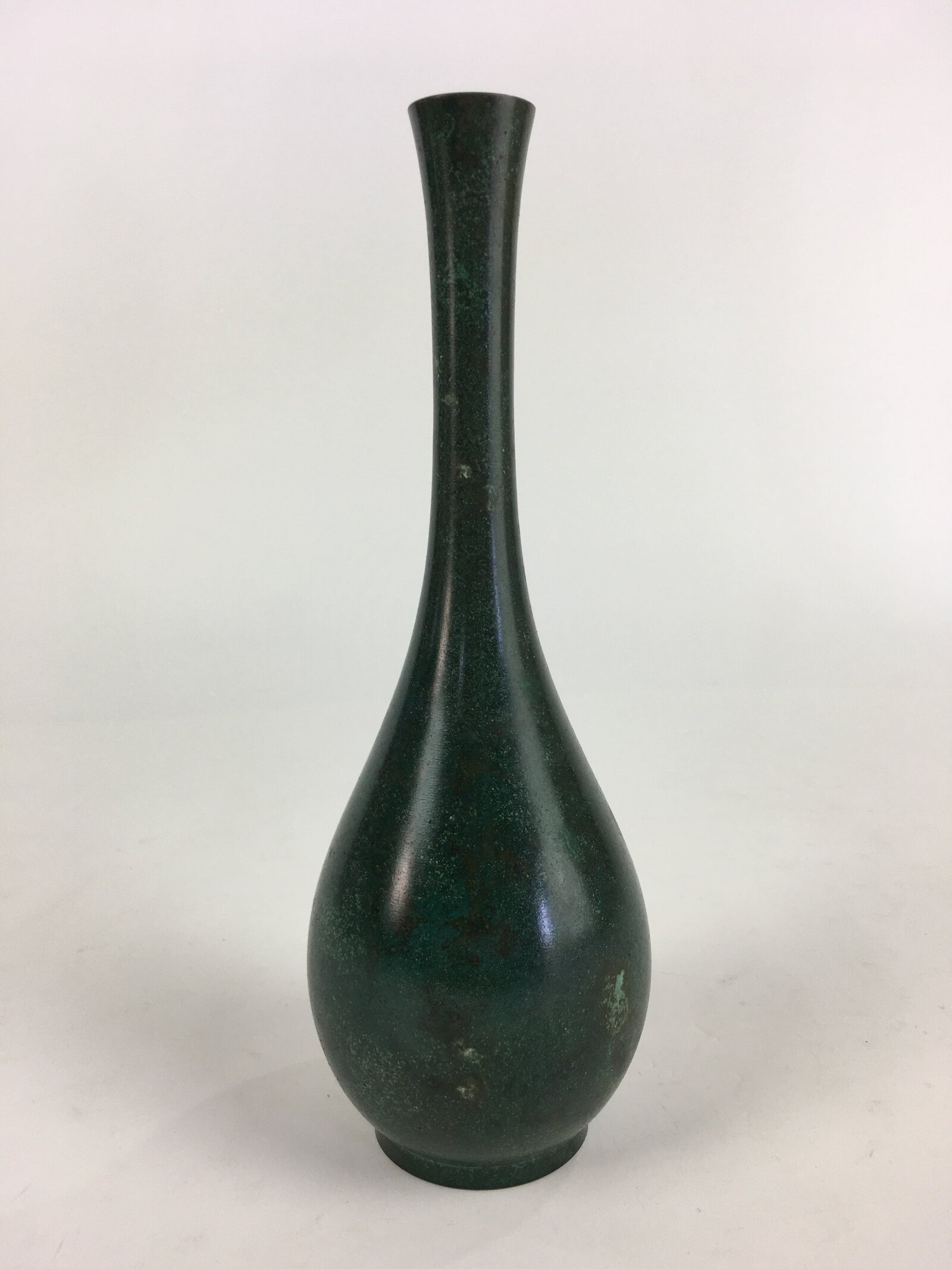 Japanese Copper Flower Vase Vtg Cast Metal Kabin Ikebana Green PX619