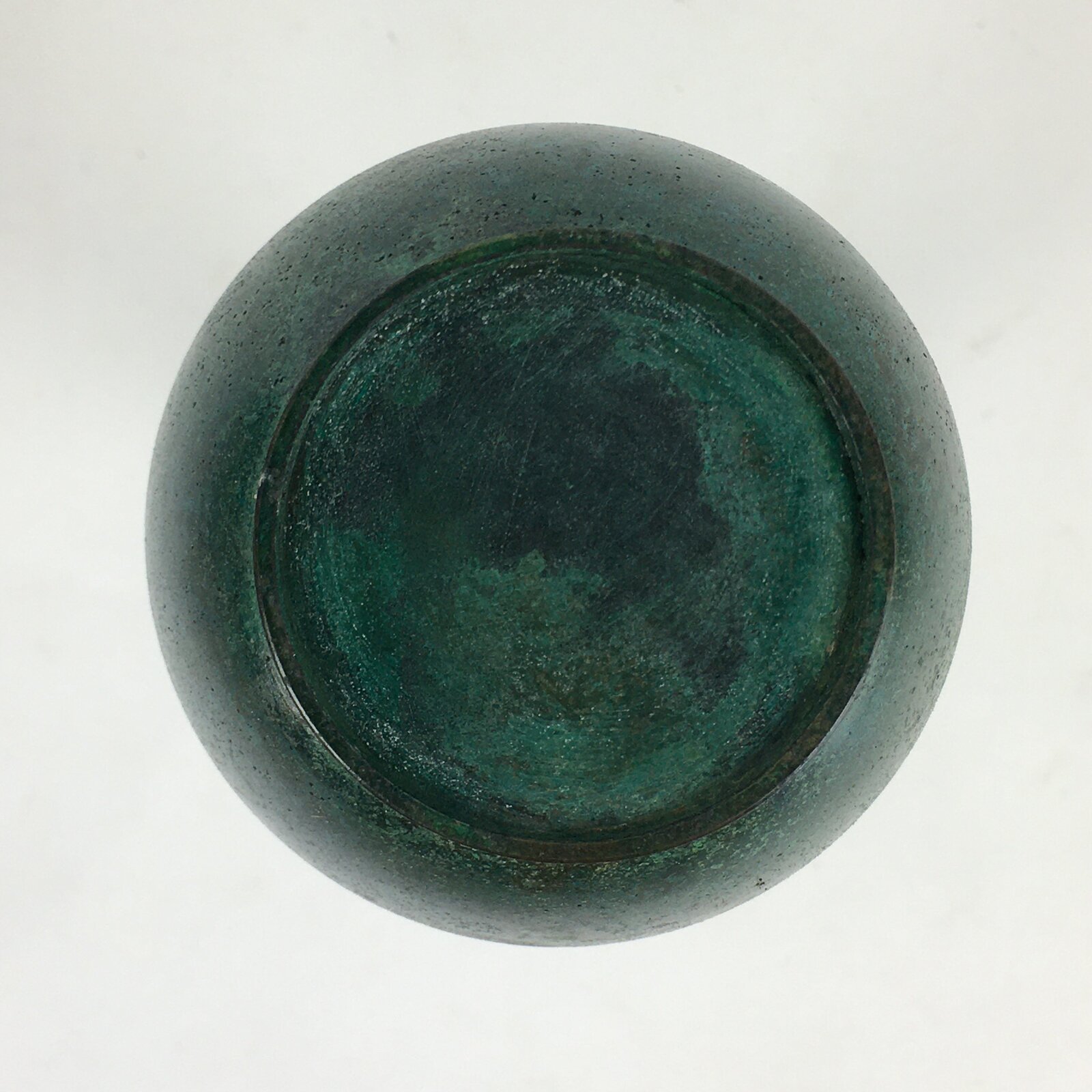 Japanese Copper Flower Vase Vtg Cast Metal Kabin Ikebana Green PX619