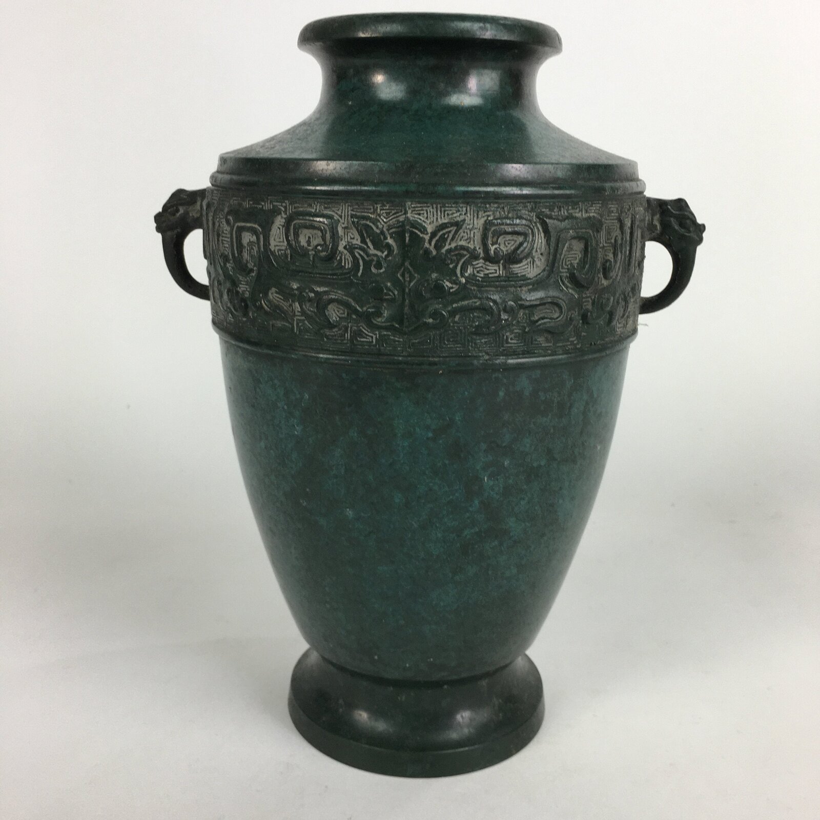 Japanese Copper Flower Vase Vtg Metal Kabin Green Ikebana Arrangement FV917