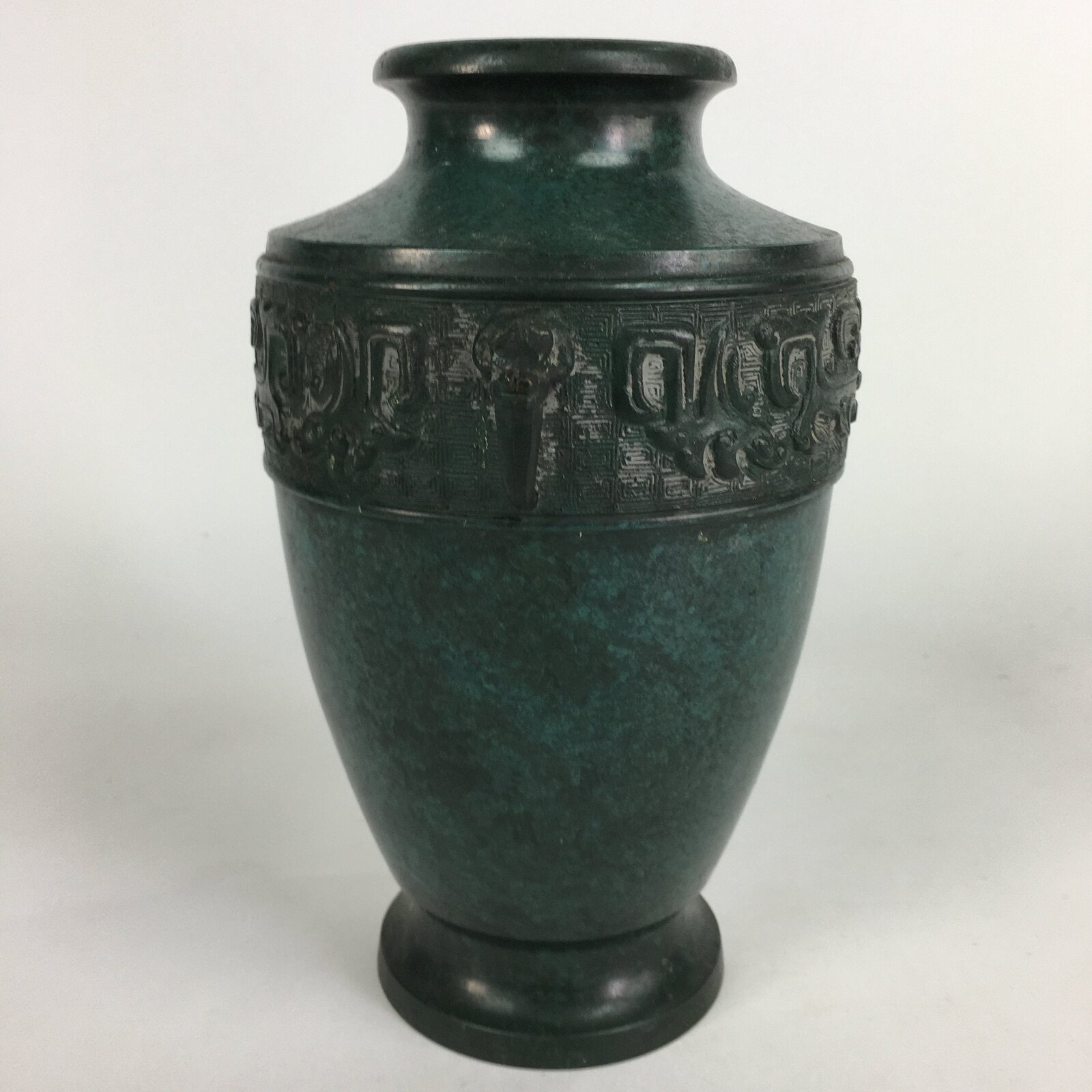 Japanese Copper Flower Vase Vtg Metal Kabin Green Ikebana Arrangement FV917