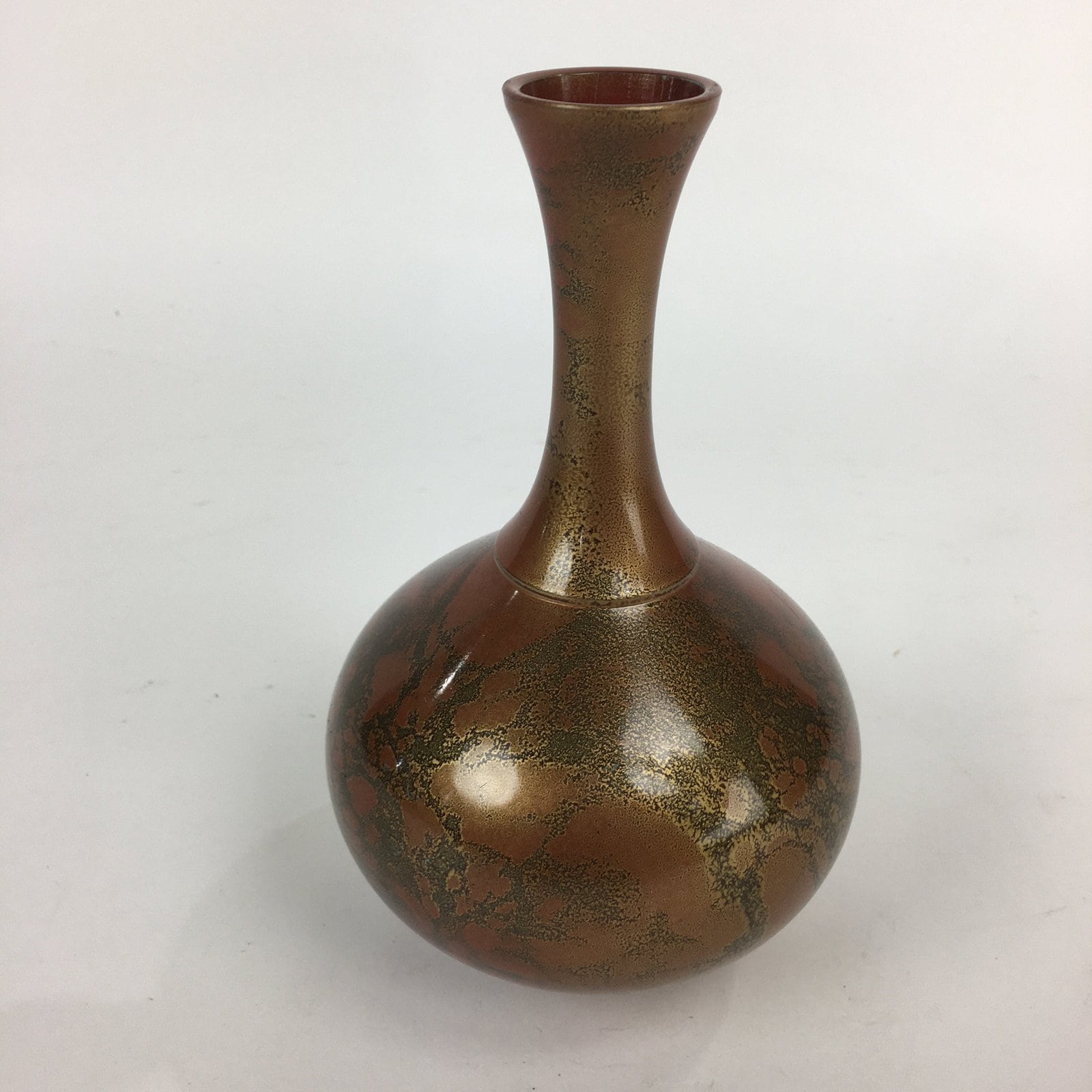 Japanese Copper Flower Vase Vtg Metal Kabin Ikebana Arrangement Orange FV938