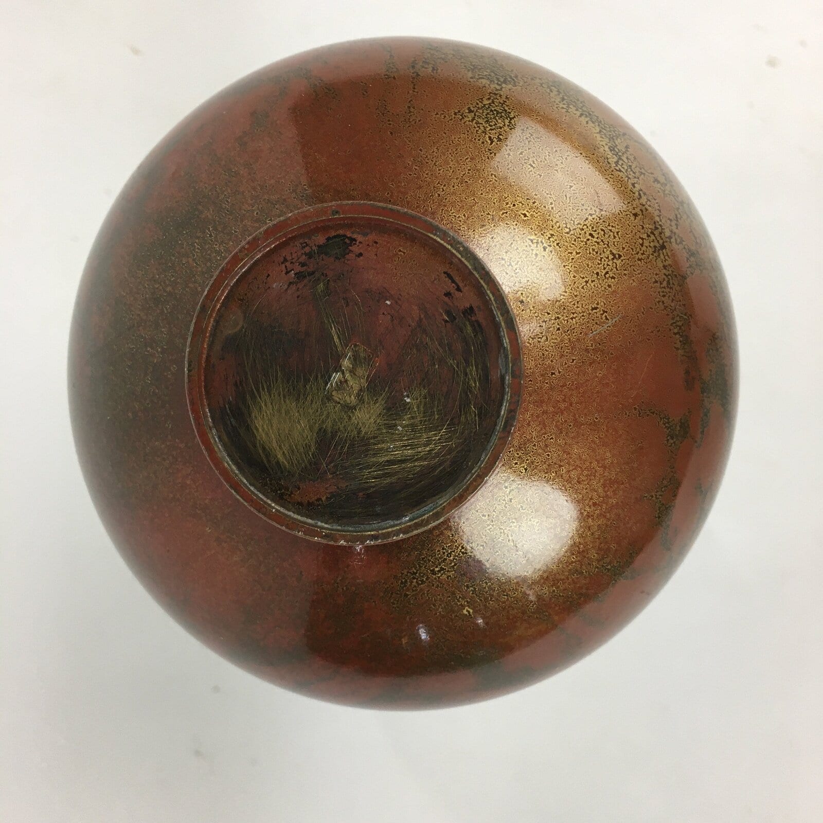 Japanese Copper Flower Vase Vtg Metal Kabin Ikebana Arrangement Orange FV938