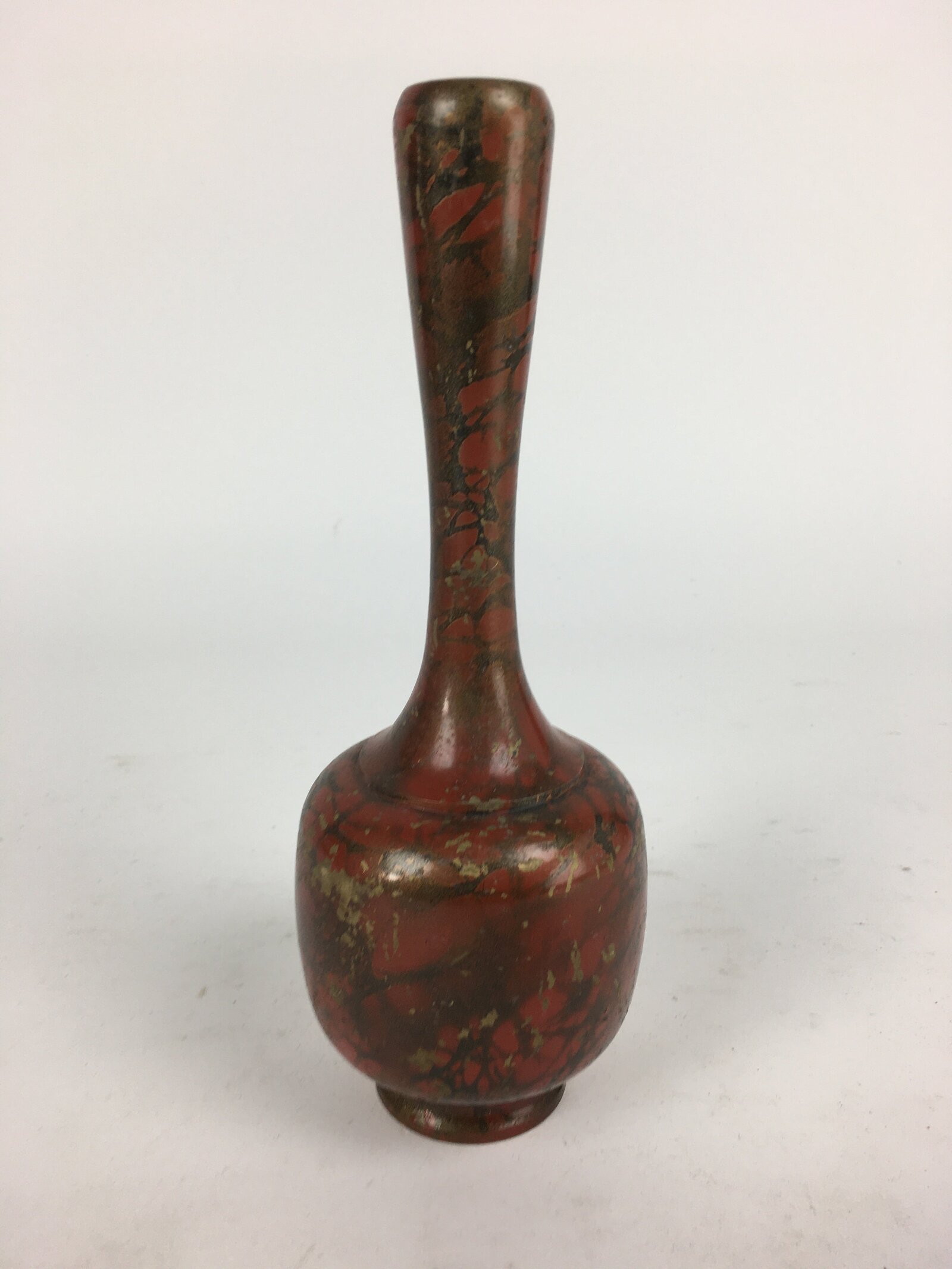 Japanese Copper Flower Vase Vtg Metal Kabin Ikebana Arrangement Red FV956
