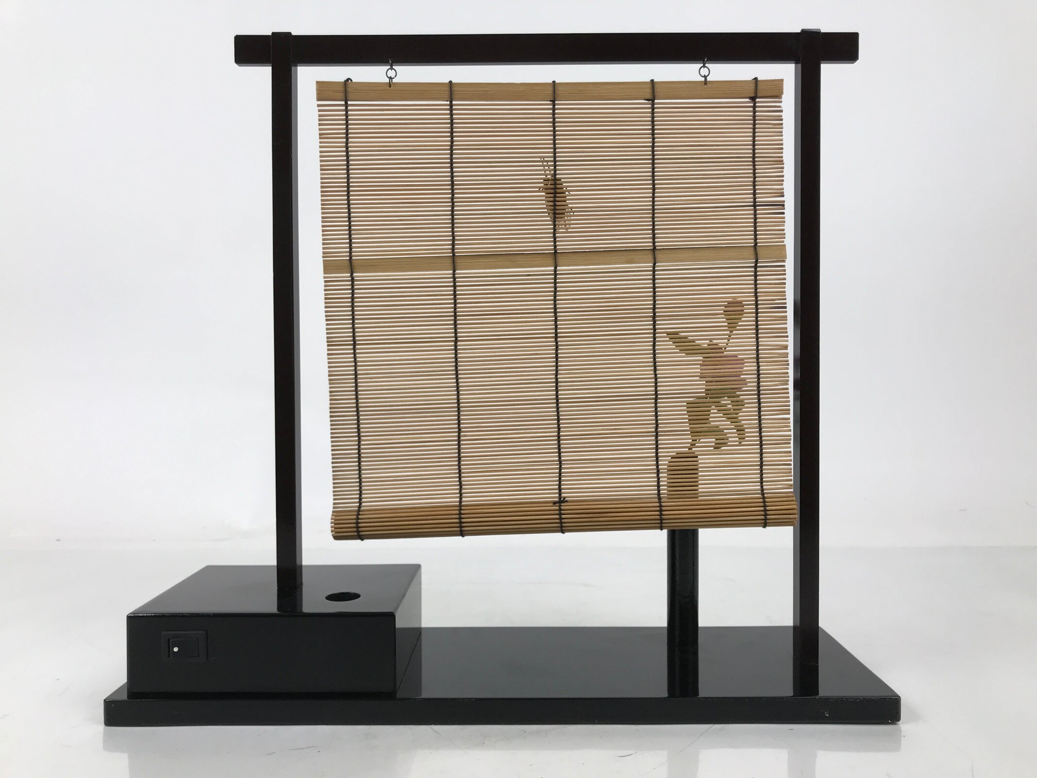 Japanese Decorative Bamboo Screen Summer Display Vtg Cicada Sound Black JK862