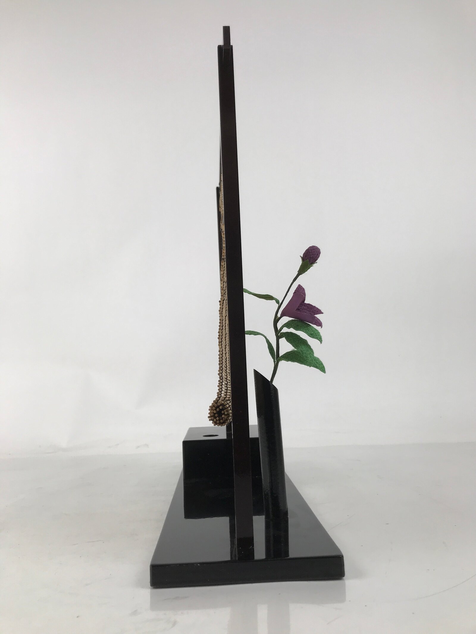 Japanese Decorative Bamboo Screen Summer Display Vtg Cicada Sound Black JK862