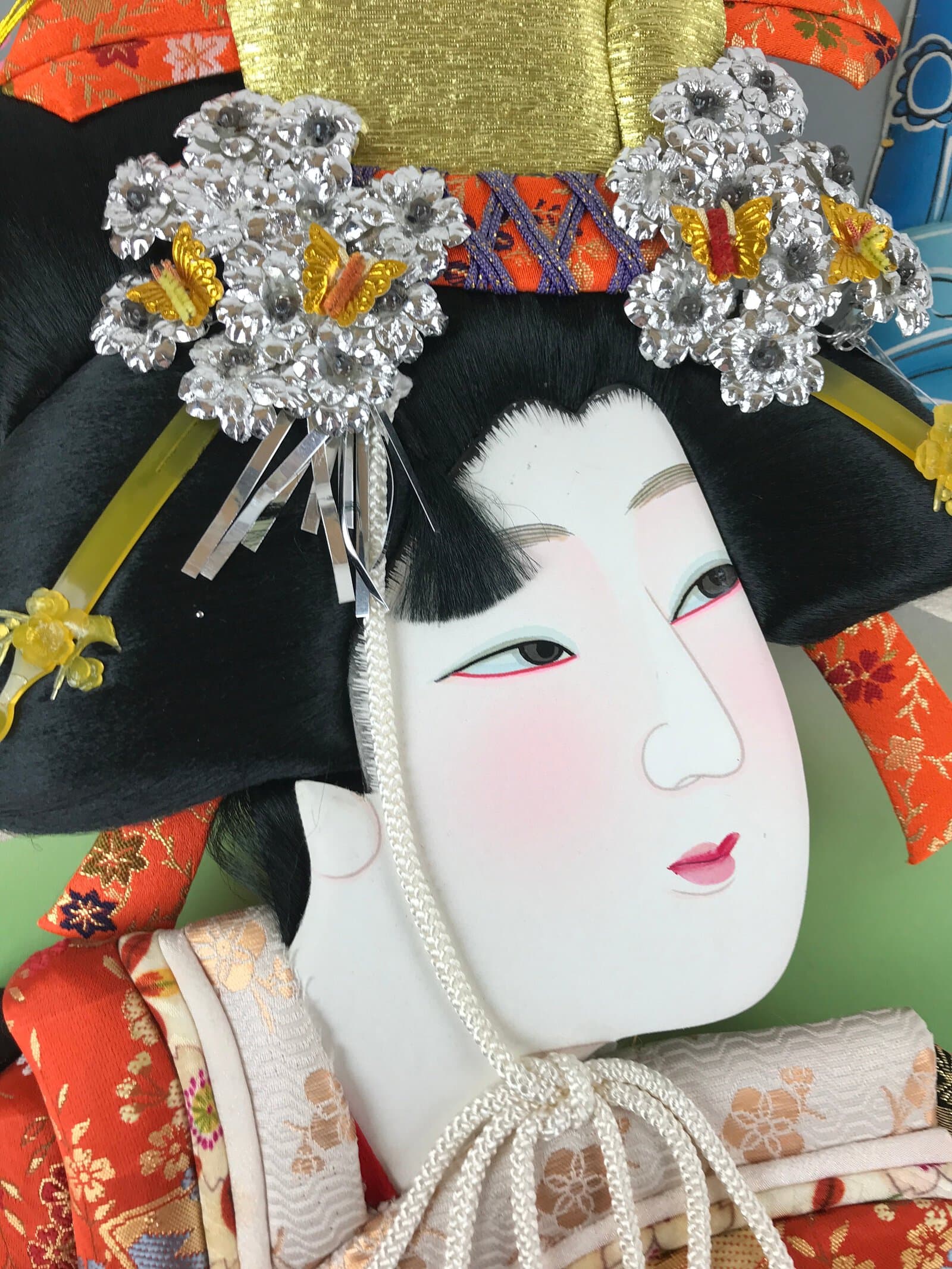 Japanese Decorative Wooden Paddle Hagoita Vtg Geisha Kimono New Years Game JK622