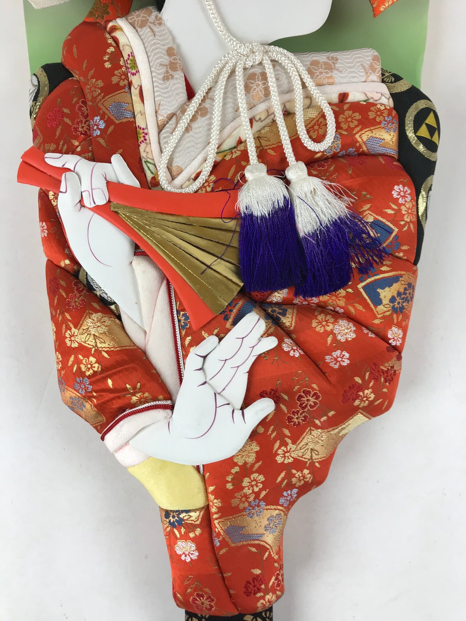 Japanese Decorative Wooden Paddle Hagoita Vtg Geisha Kimono New Years Game JK622